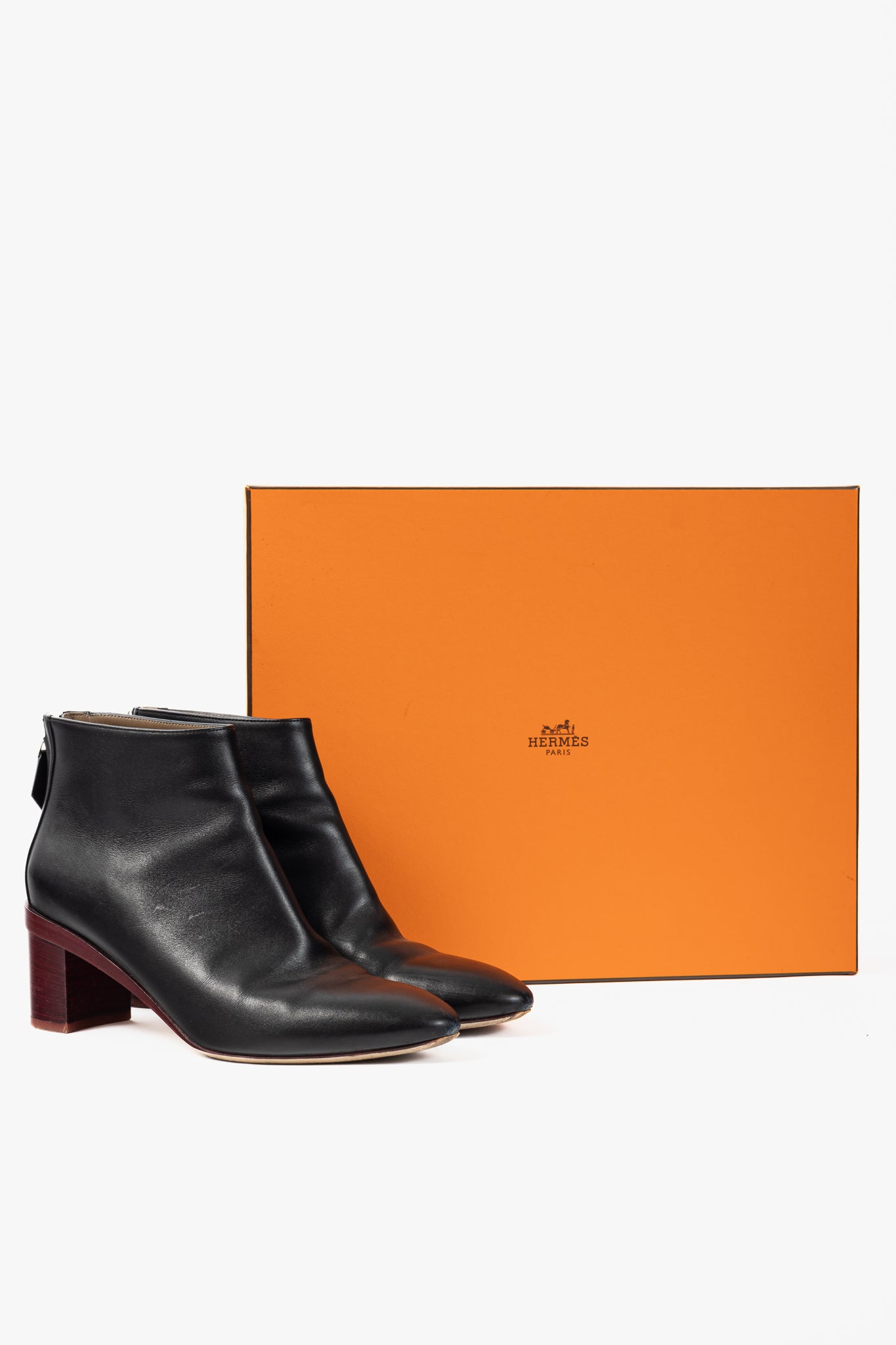 Hermes Riley Black Leather Ankle Boots