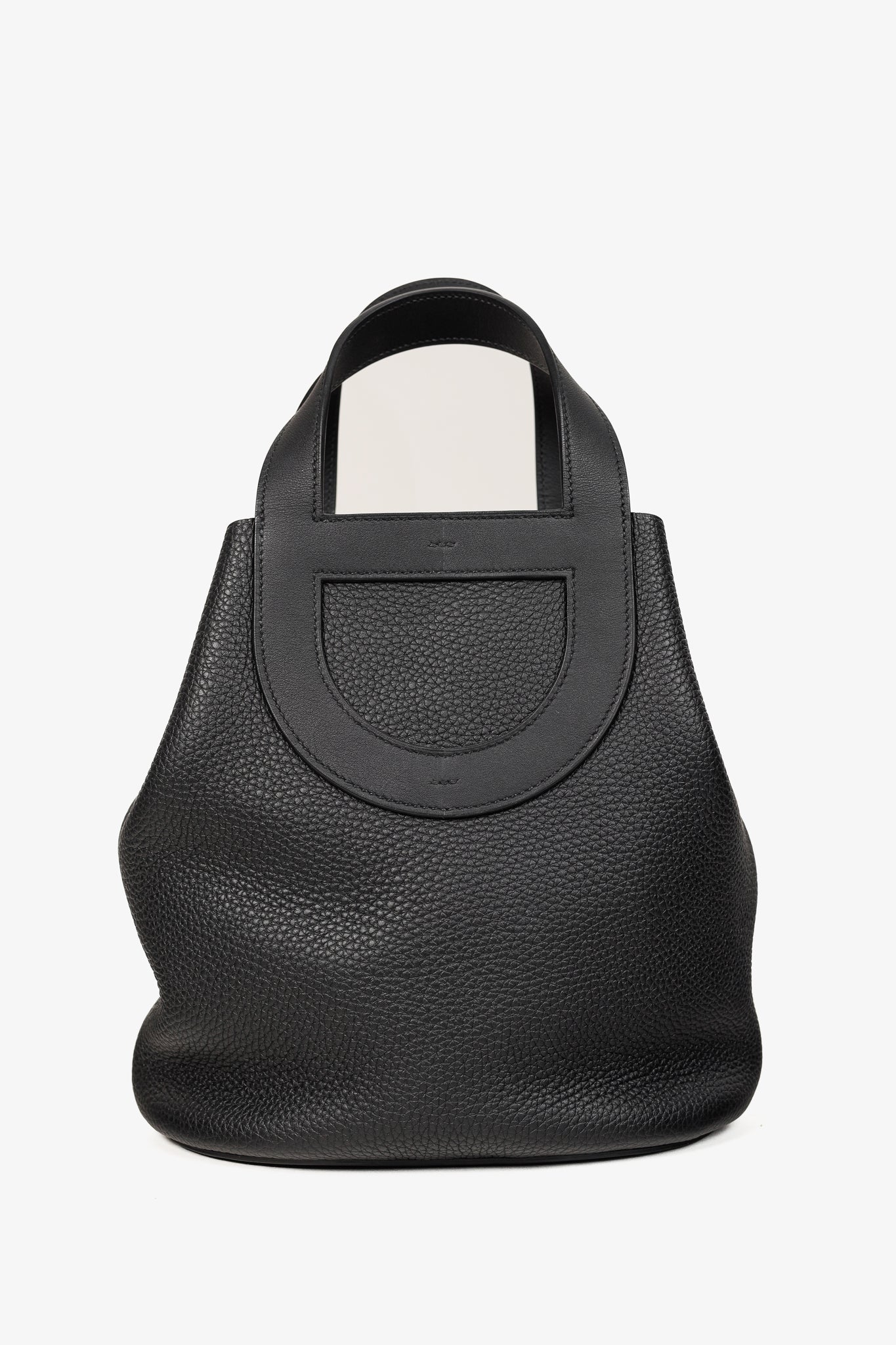 Hermes In-the-Loop 23 Black Taurillon Clemence Leather & Swift Calfskin Tote