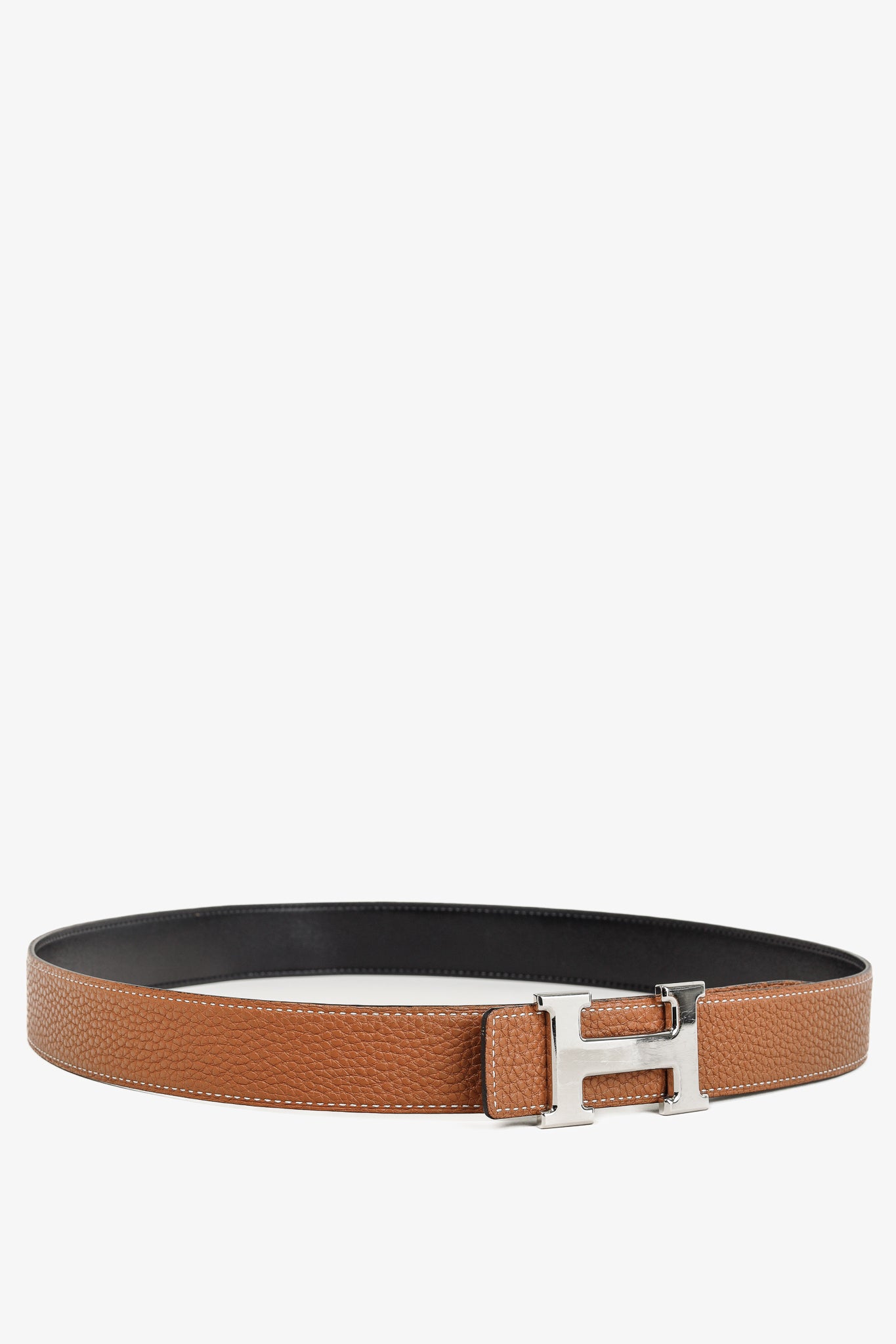 Hermes Reversible Black & Brown "H"-Buckle Leather Belt