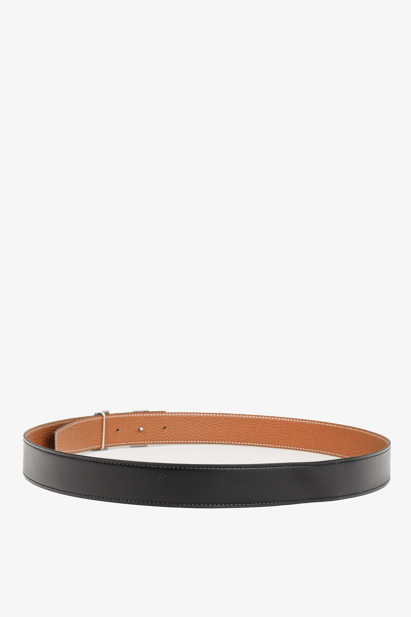 Hermes Reversible Black & Brown "H"-Buckle Leather Belt