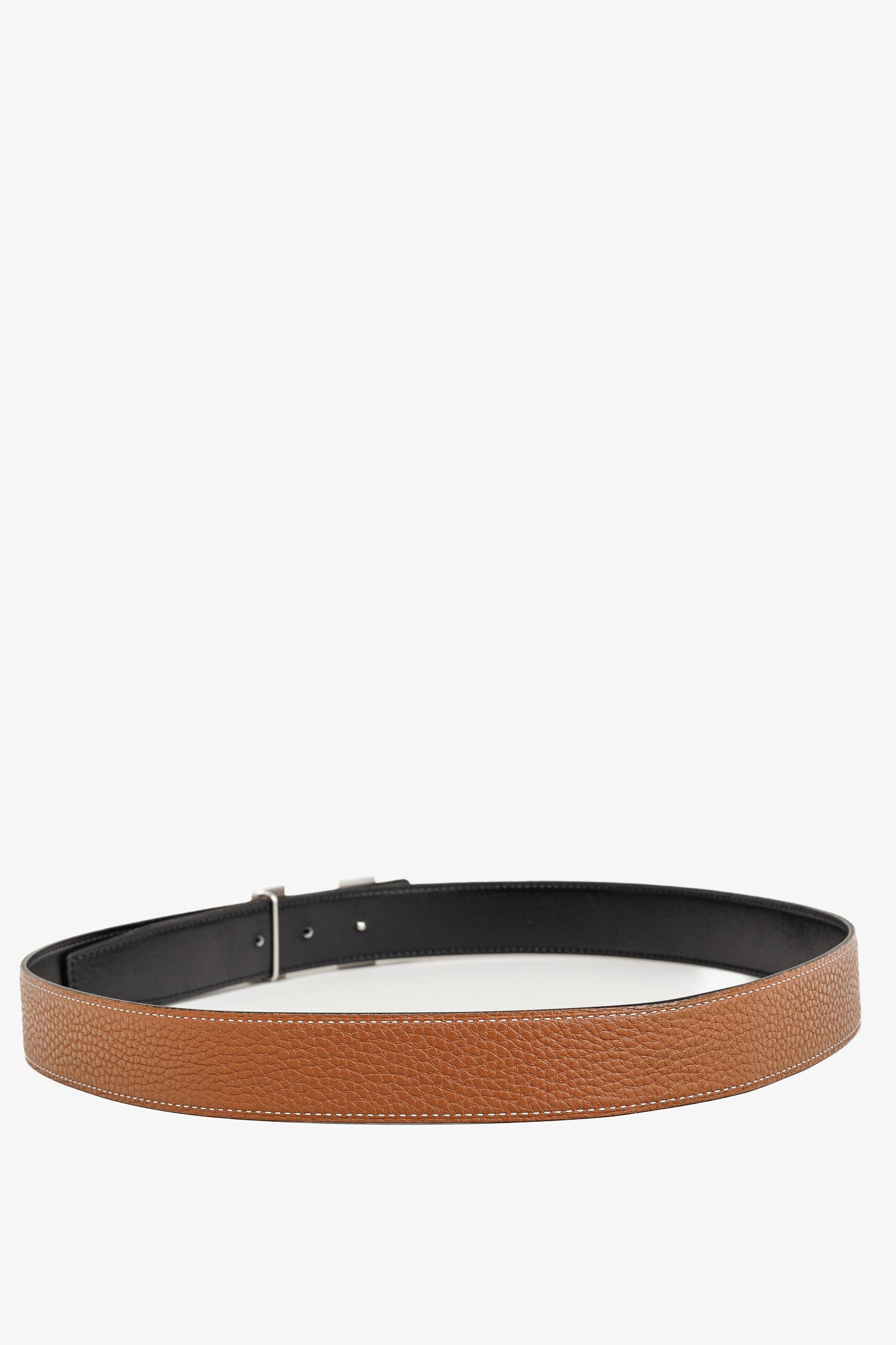 Hermes Reversible Black & Brown "H"-Buckle Leather Belt