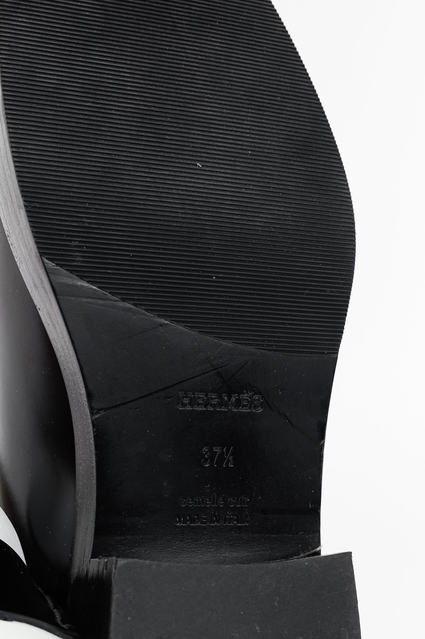Hermes Hour Noir & Blanc Glazed Calfskin "H" Loafers