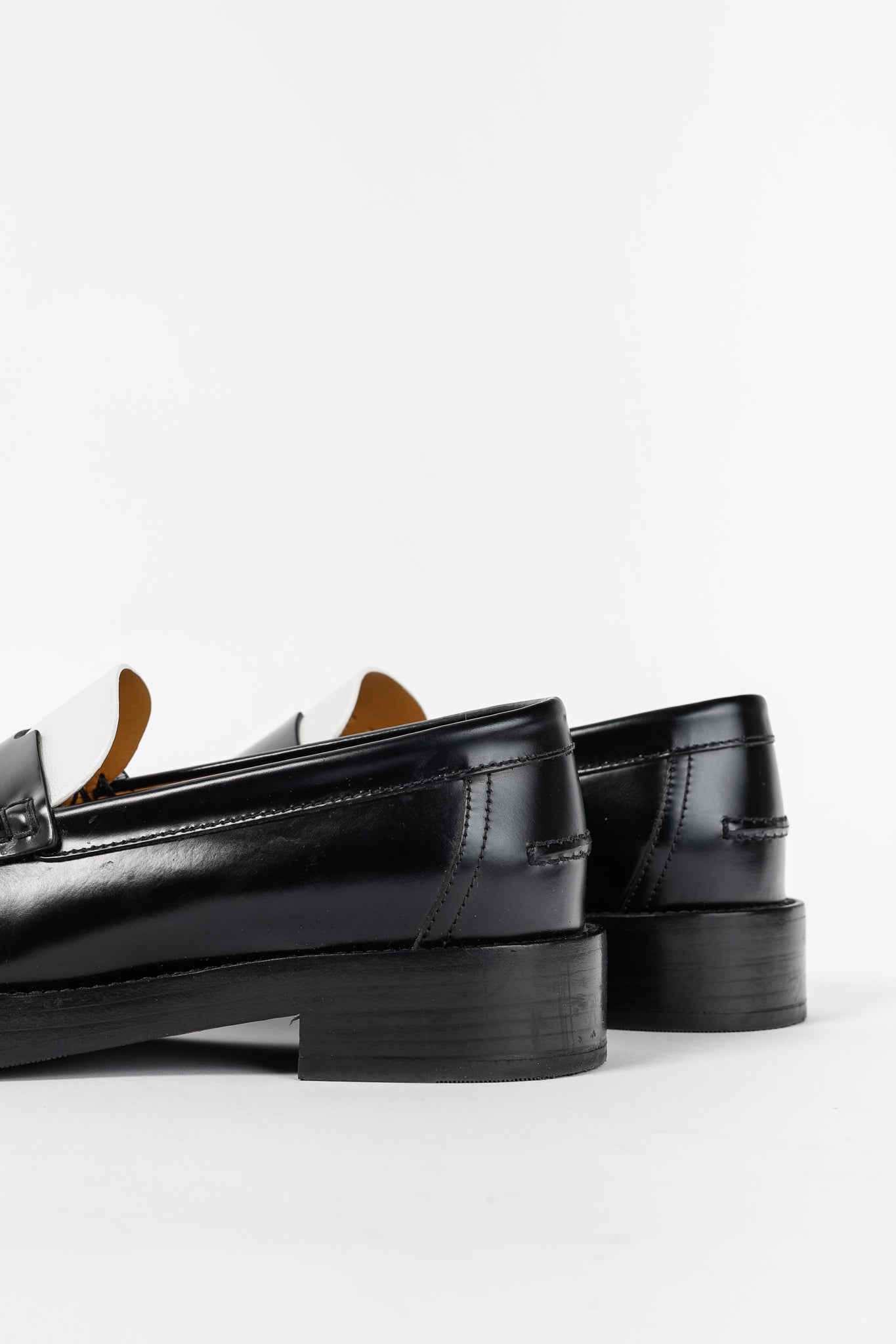 Hermes Hour Noir & Blanc Glazed Calfskin "H" Loafers
