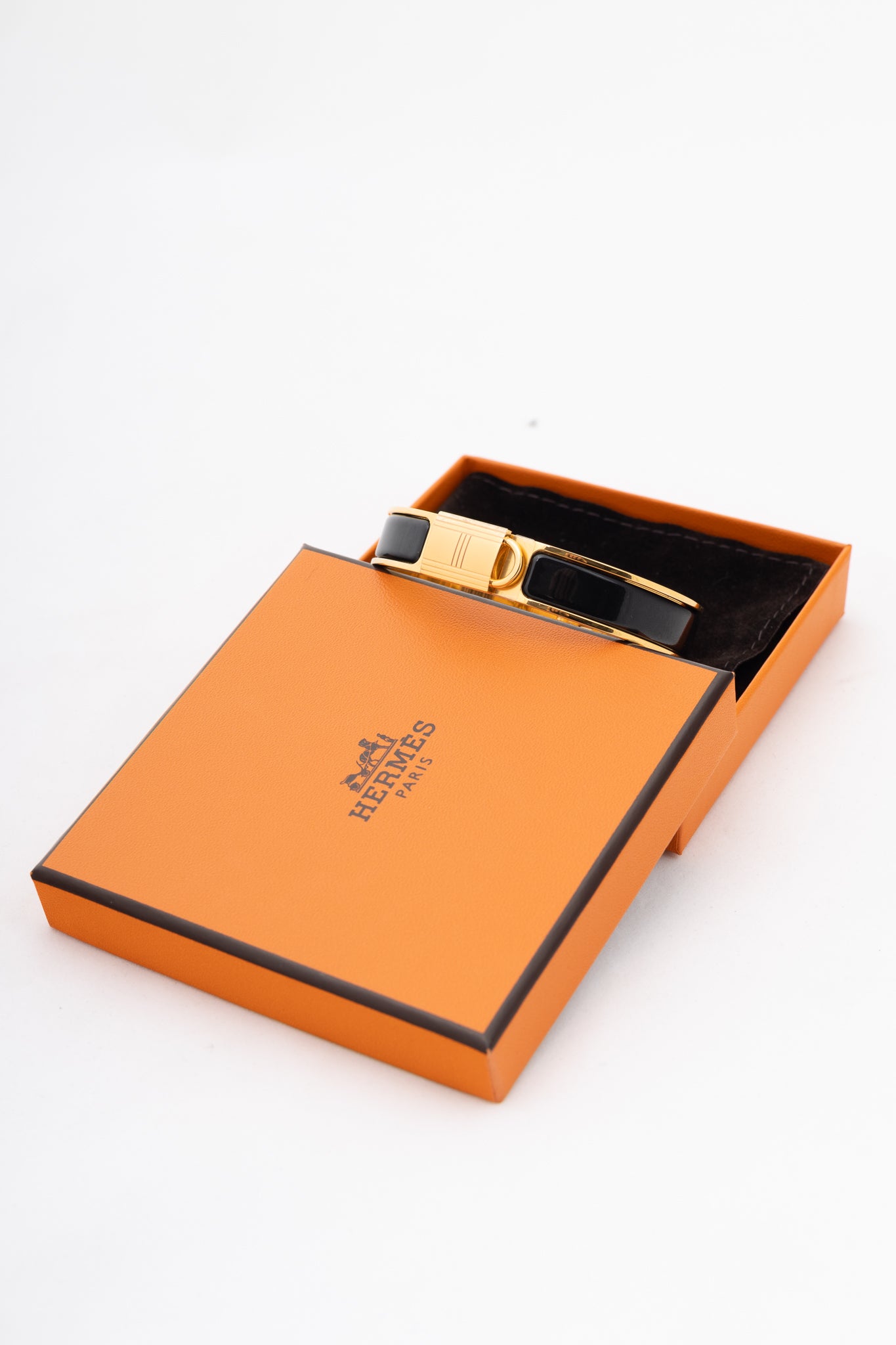 Hermes Clic Cadenas Noir Yellow-Gold-Plated Bracelet