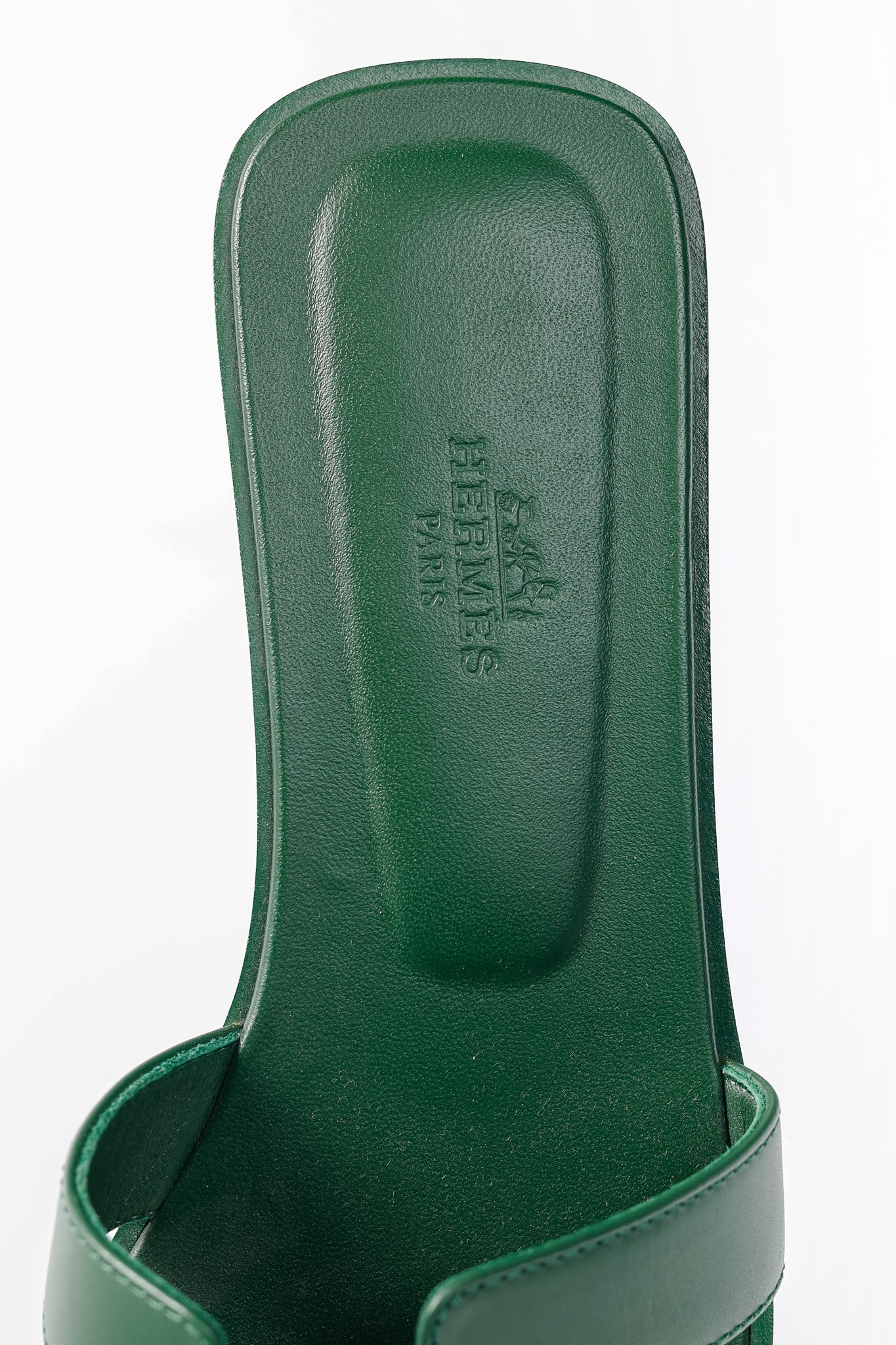 Hermes Oran Vert Electrique Calfskin H-Strap Sandals