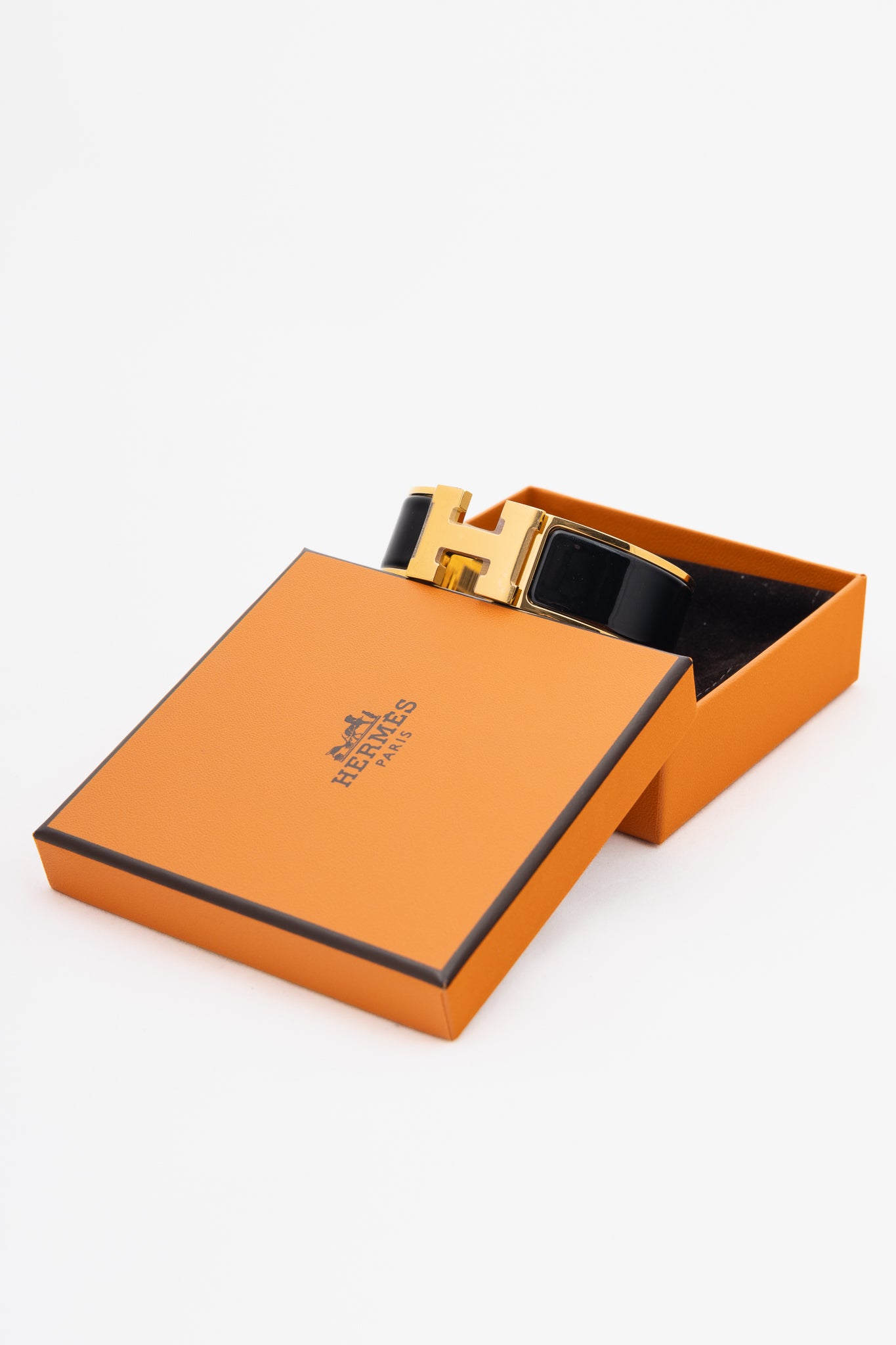 Hermes Clic Clac H Noir Yellow-Gold-Plated Wide Bracelet
