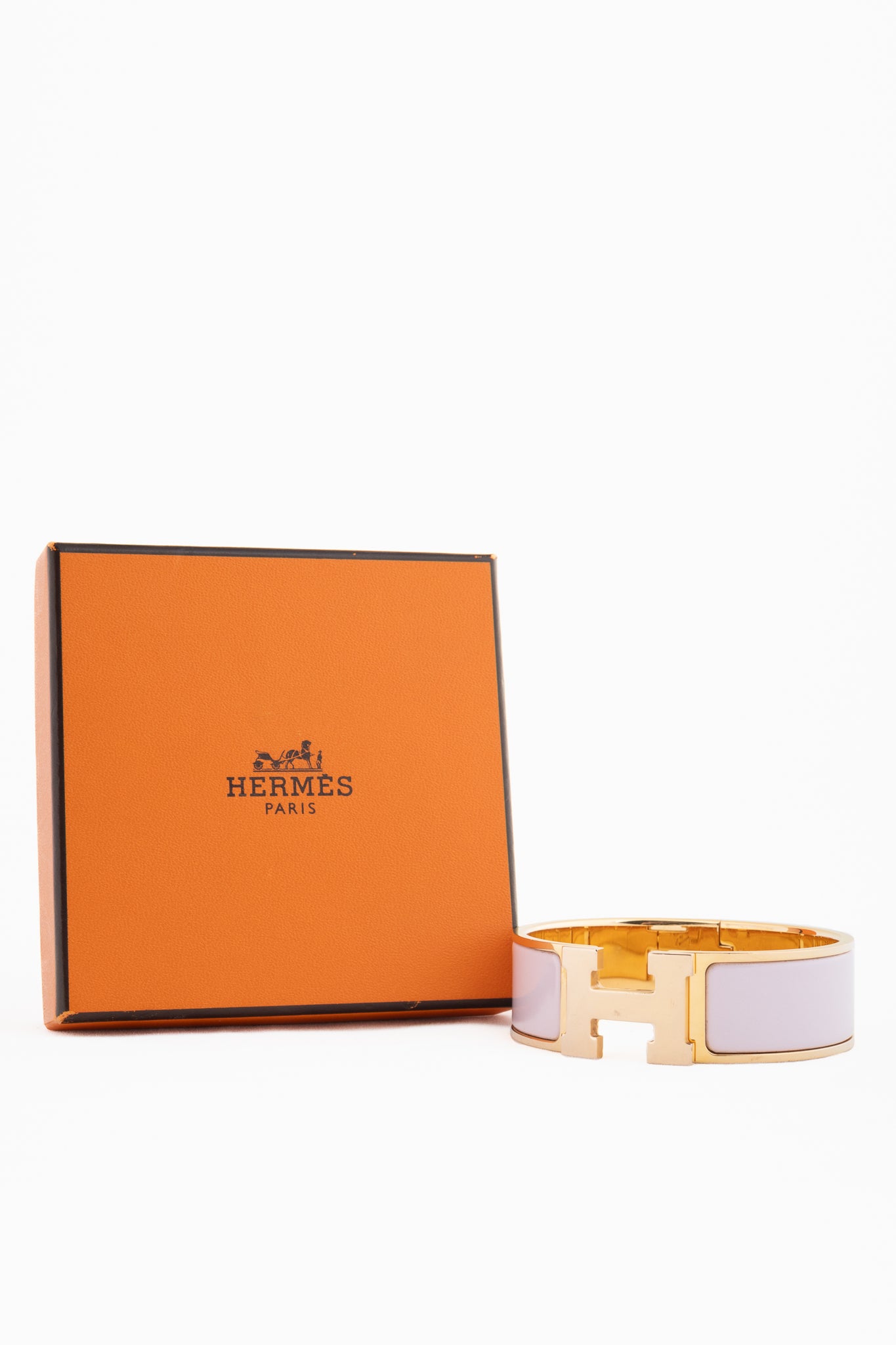 Hermes Clic H Rose Dragee Wide Enamel Bracelet