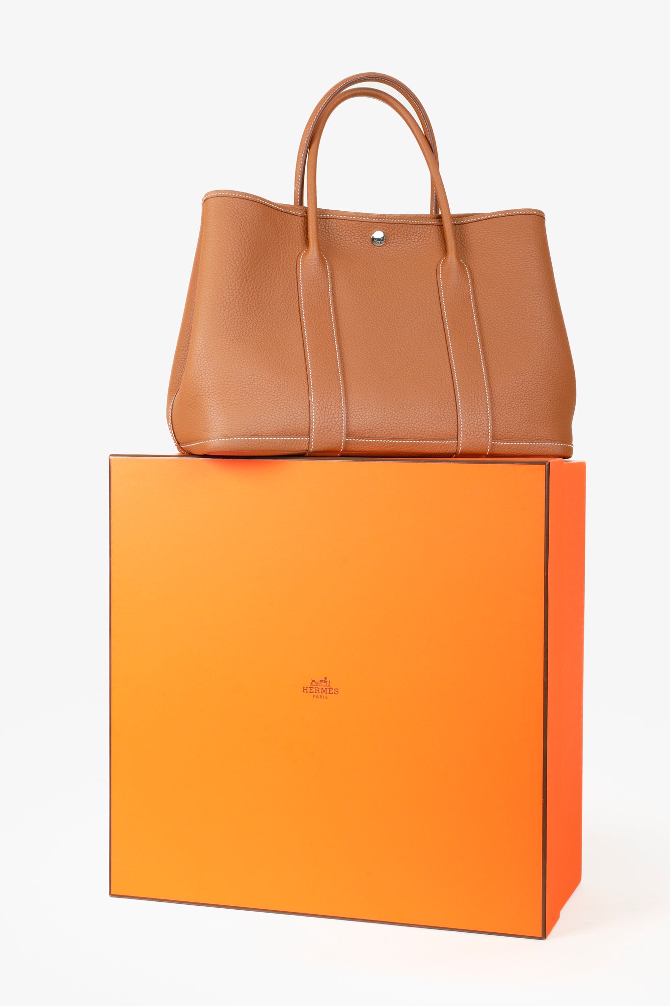 Hermes Gold Negonda Garden Party 36 Brown Leather Tote