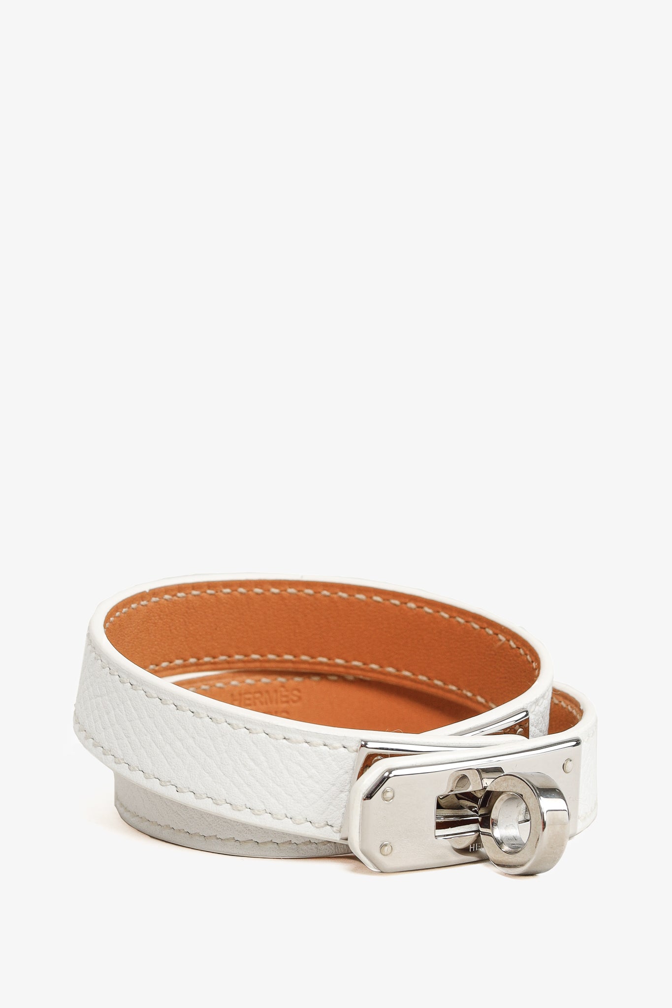 Hermes Kelly Double Tour Blanc Epsom Leather Bracelet