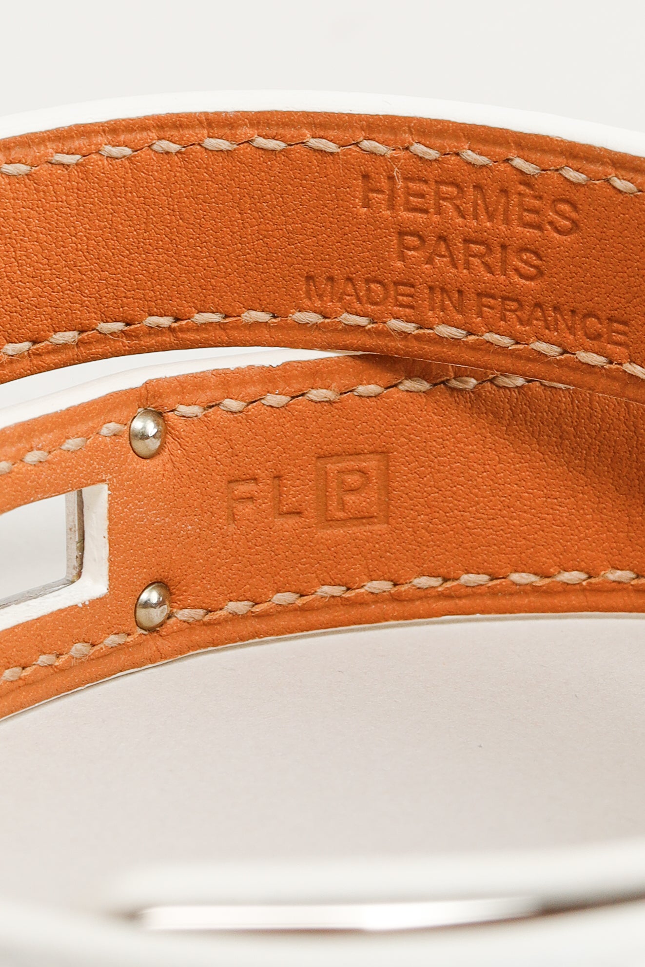 Hermes Kelly Double Tour Blanc Epsom Leather Bracelet