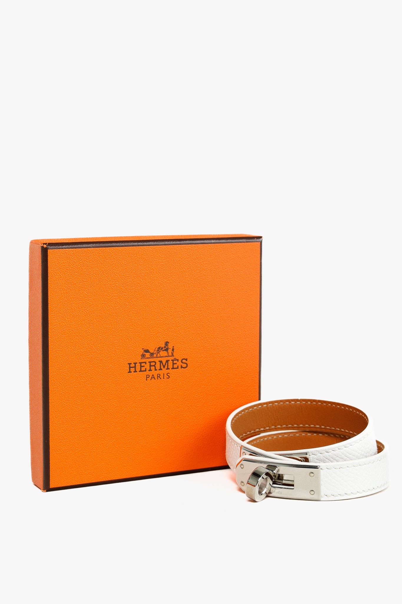 Hermes Kelly Double Tour Blanc Epsom Leather Bracelet