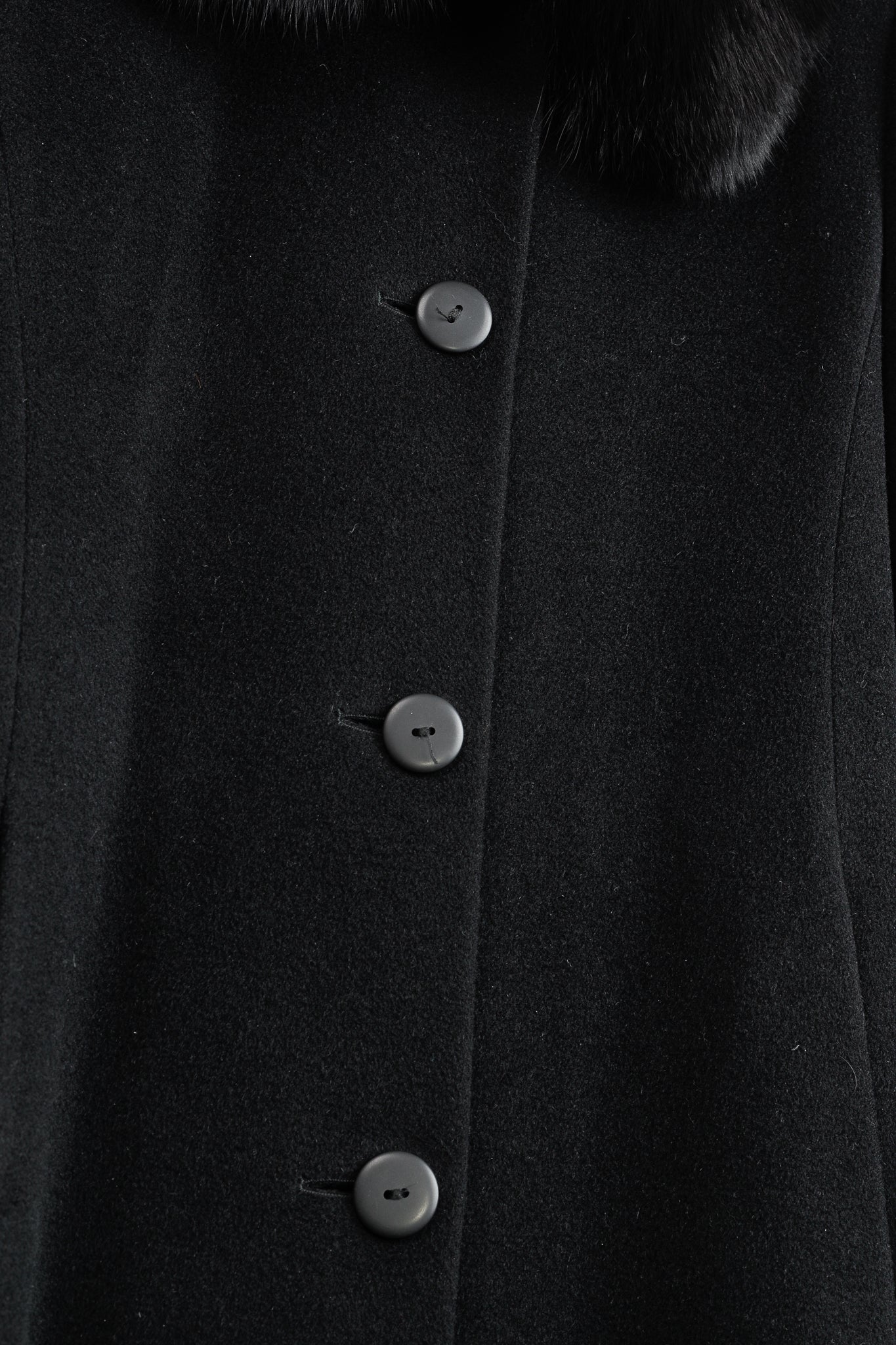 Holt Renfrew Black Wool Fur-Collar Belted Maxi Coat