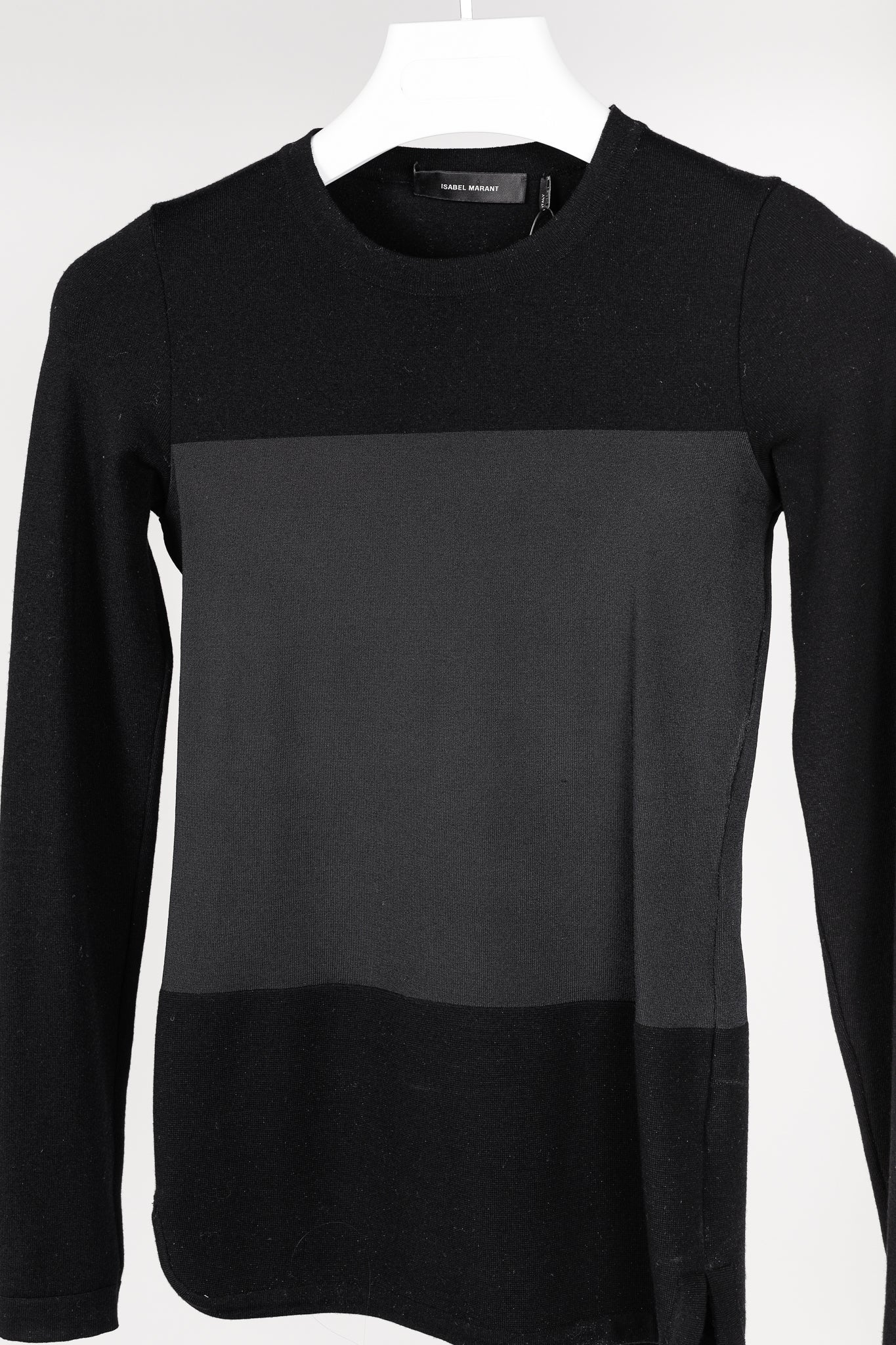 Isabel Marant Black & Midnight Colourblocked Wool-Blend Sweater