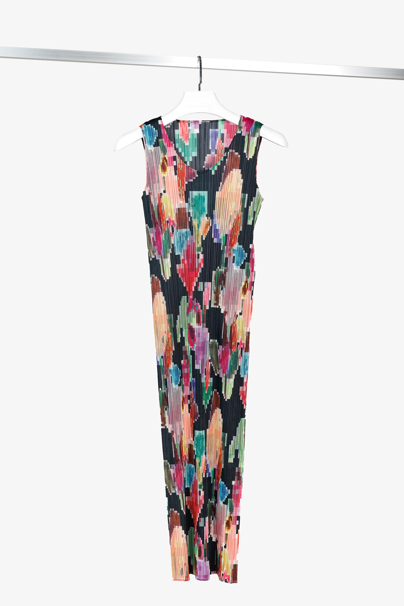 Pleats Please Issey Miyake Archival Pixelated Multicolour Flower Dress
