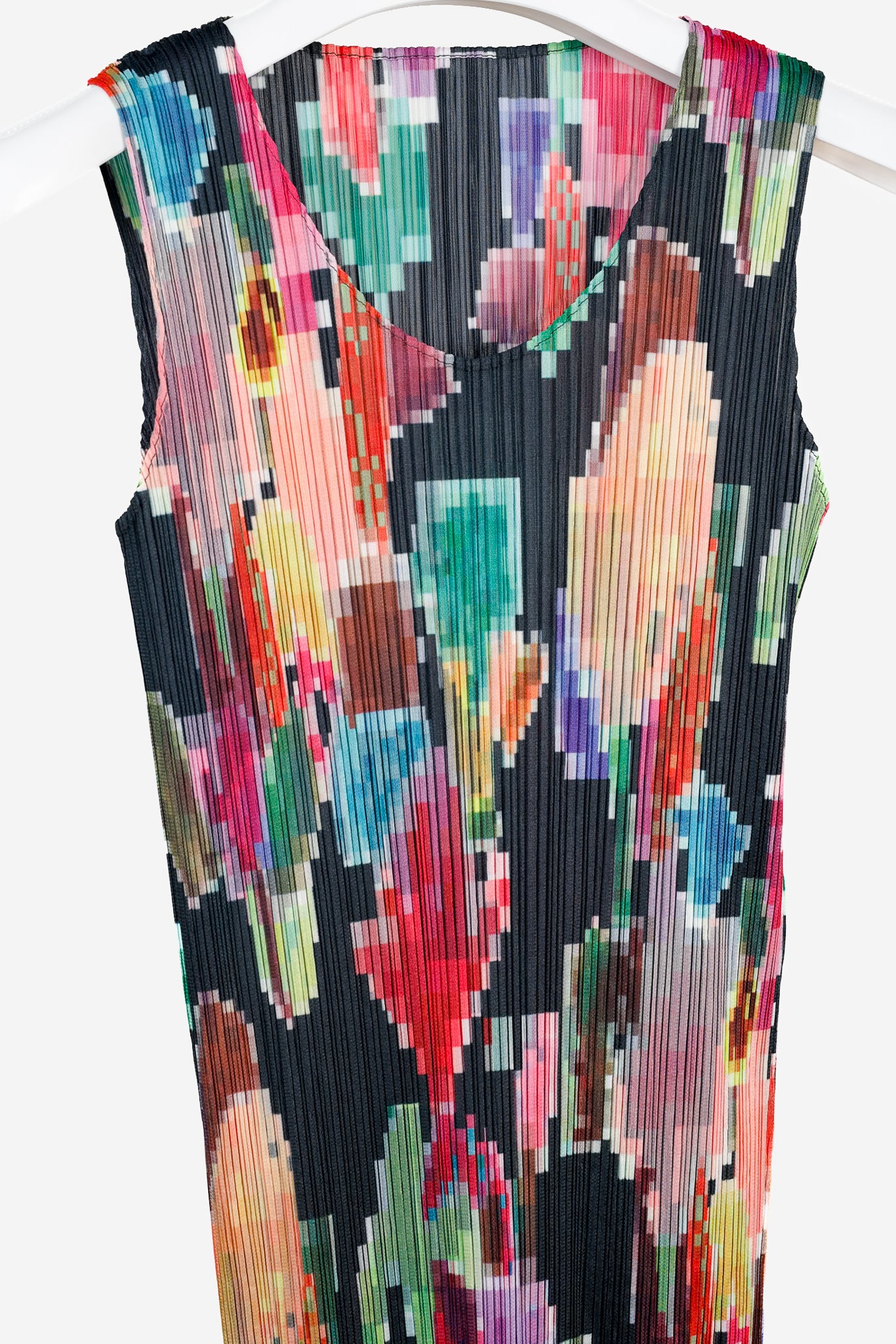 Pleats Please Issey Miyake Archival Pixelated Multicolour Flower Dress