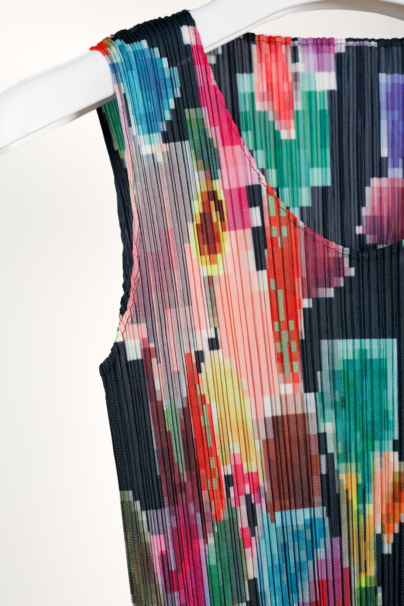 Pleats Please Issey Miyake Archival Pixelated Multicolour Flower Dress