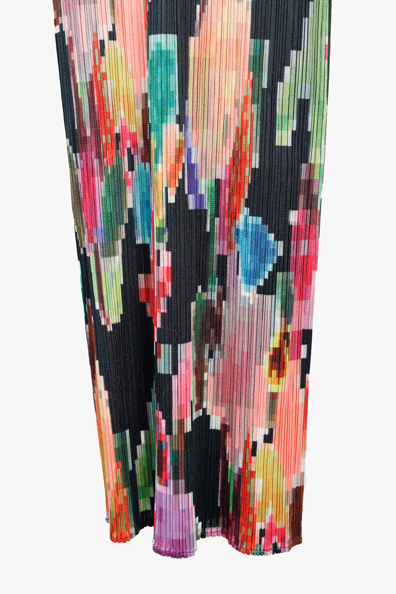 Pleats Please Issey Miyake Archival Pixelated Multicolour Flower Dress