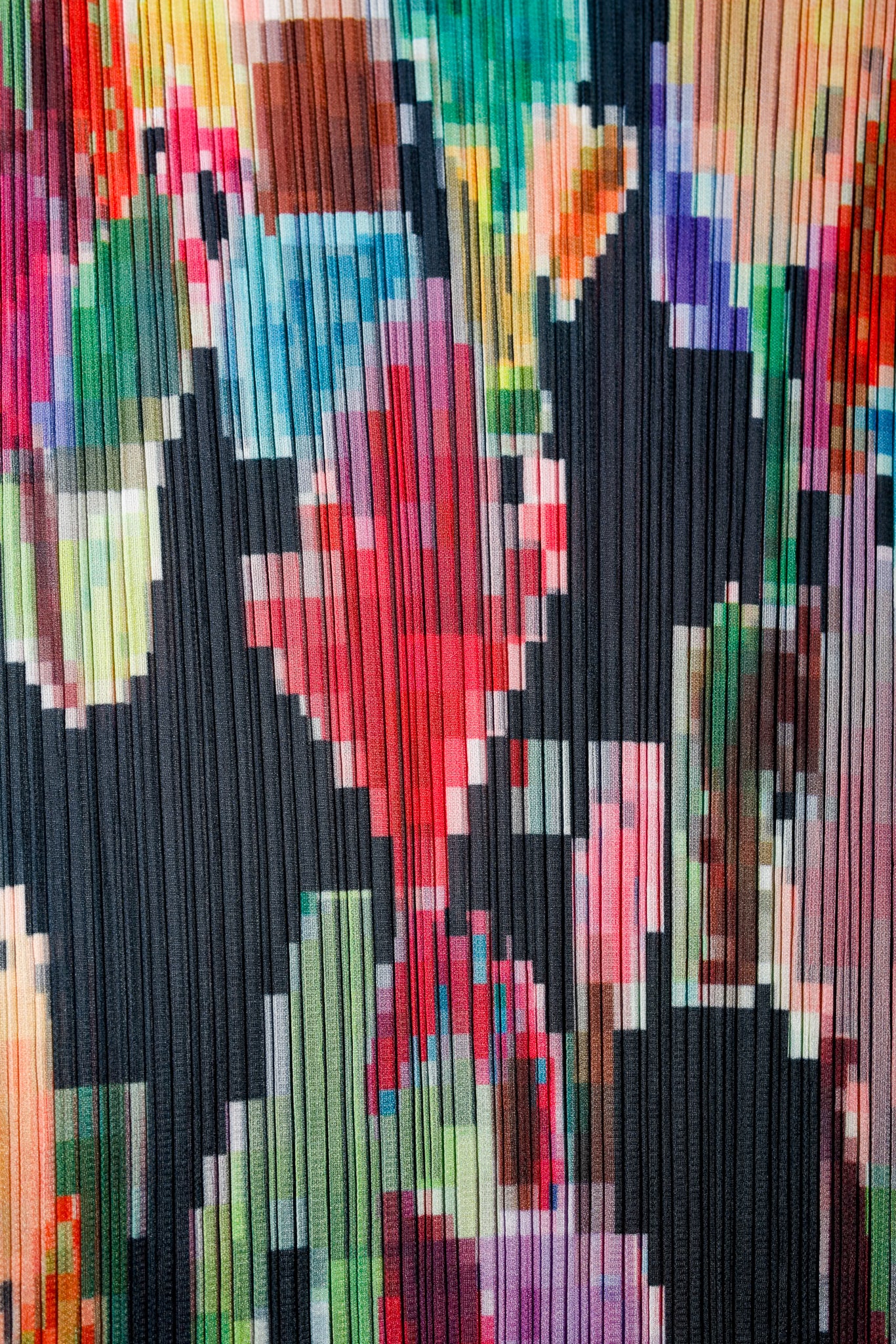 Pleats Please Issey Miyake Archival Pixelated Multicolour Flower Dress