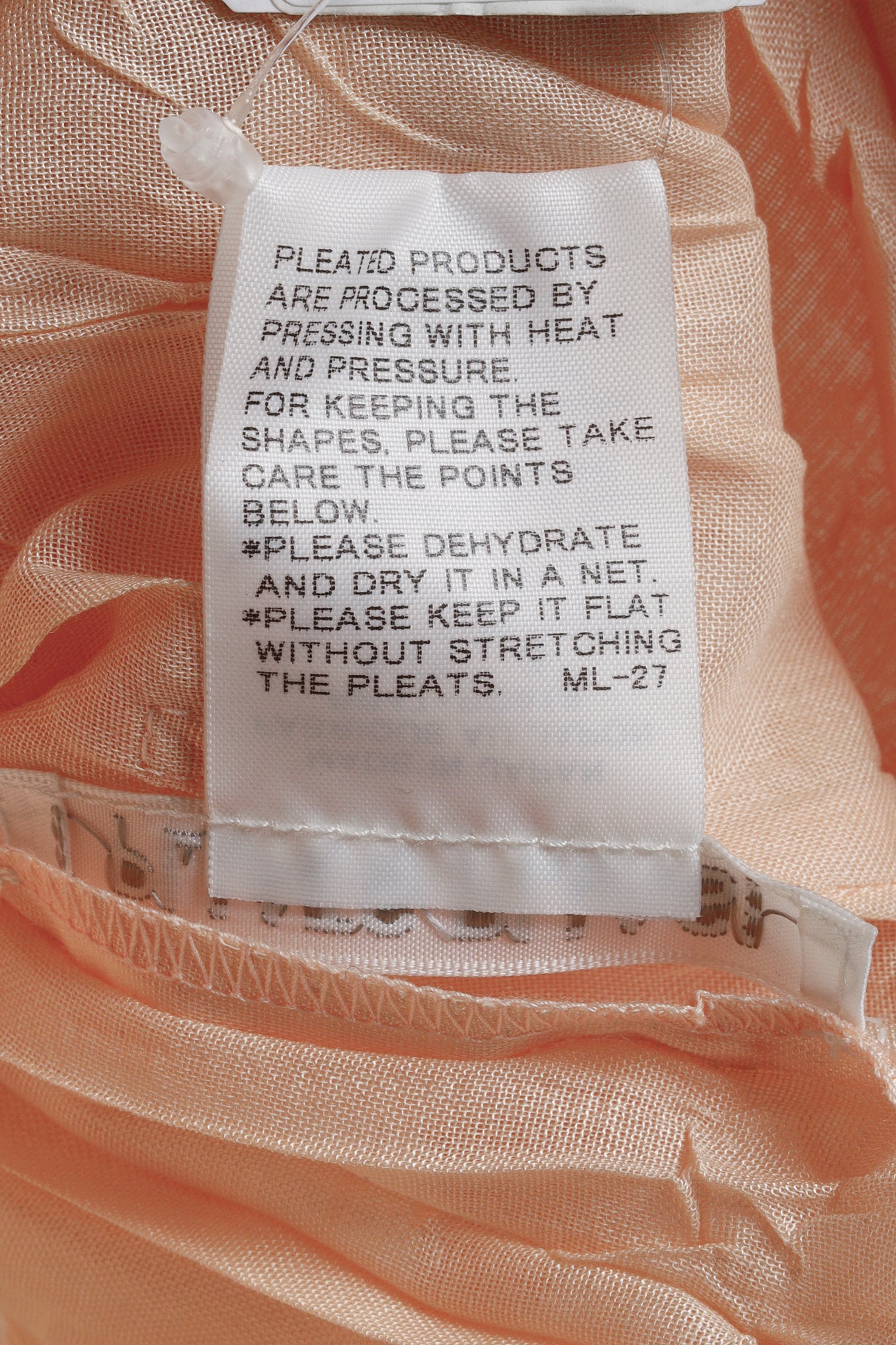 Issey Miyake Pleats Please Peach Crinkle Cardigan
