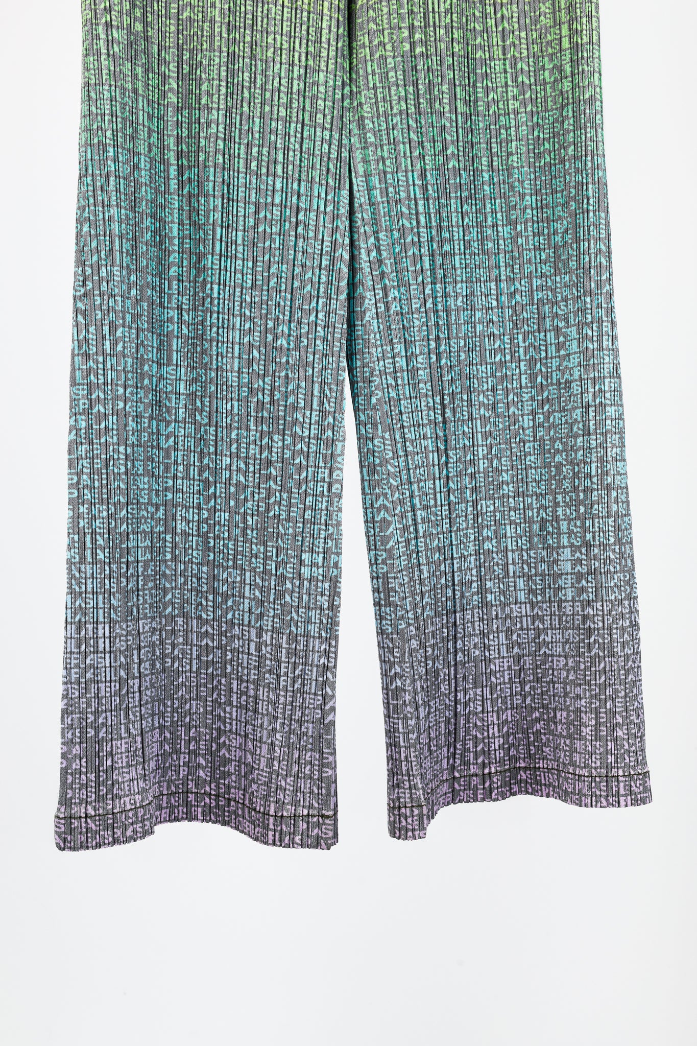 Pleats Please Issey Miyake Multicolour Gradient Logo-Printed Pants