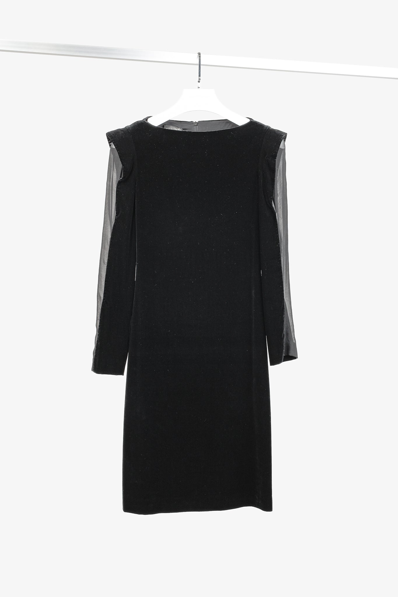 Jean Paul Gaultier Black Velvet Sheer-Sleeve Midi Dress