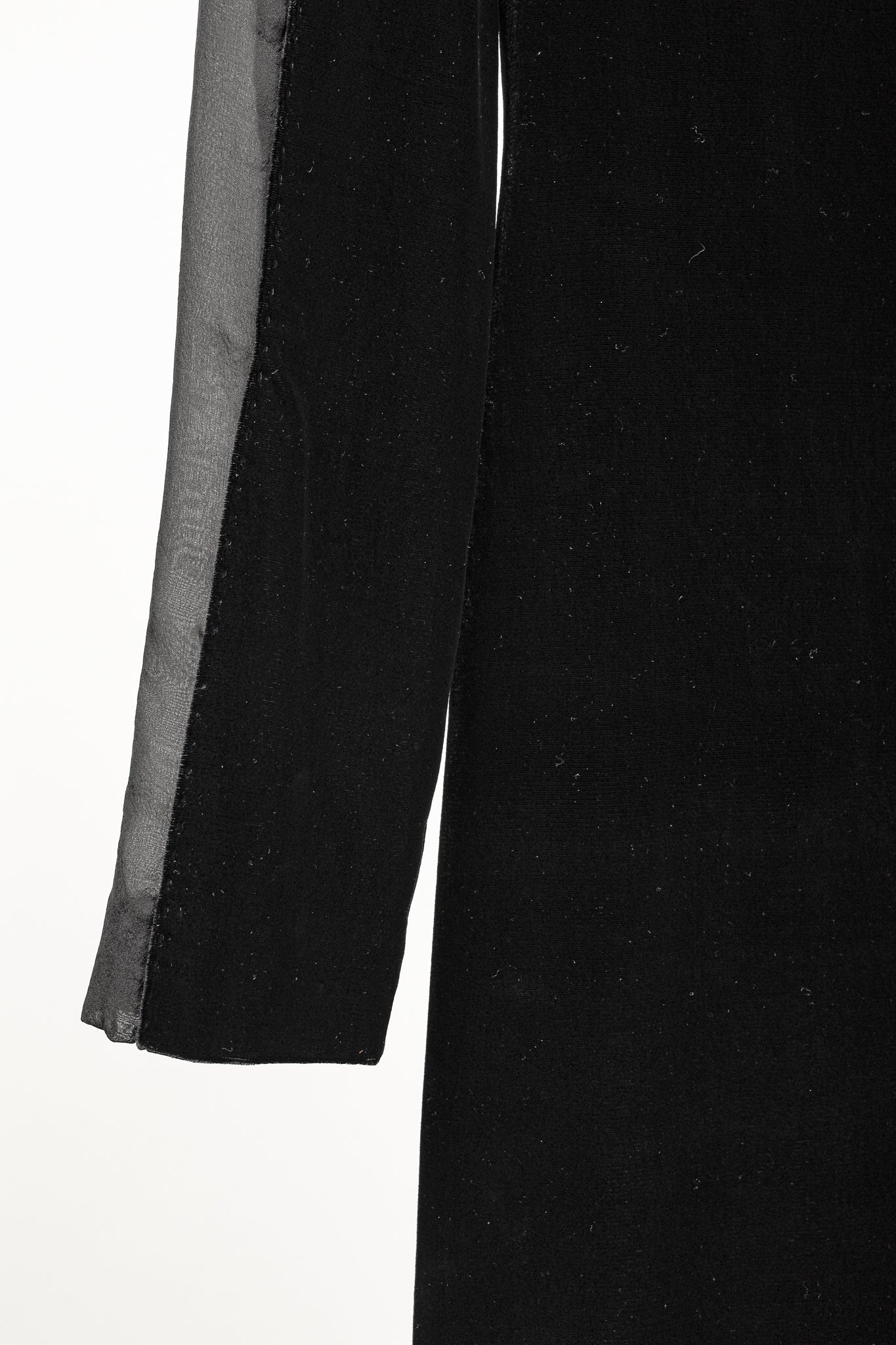 Jean Paul Gaultier Black Velvet Sheer-Sleeve Midi Dress