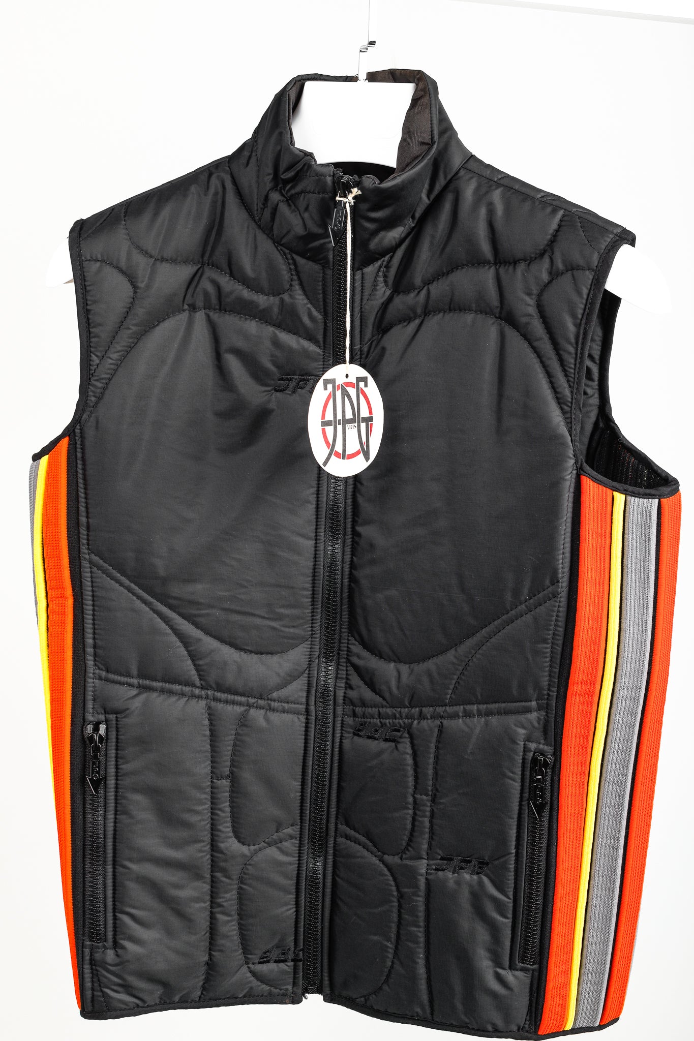 JPG by Gaultier Black Quilted Side-Stripe Zip Vest