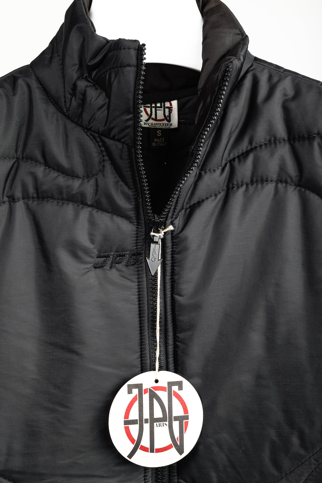 JPG by Gaultier Black Quilted Side-Stripe Zip Vest