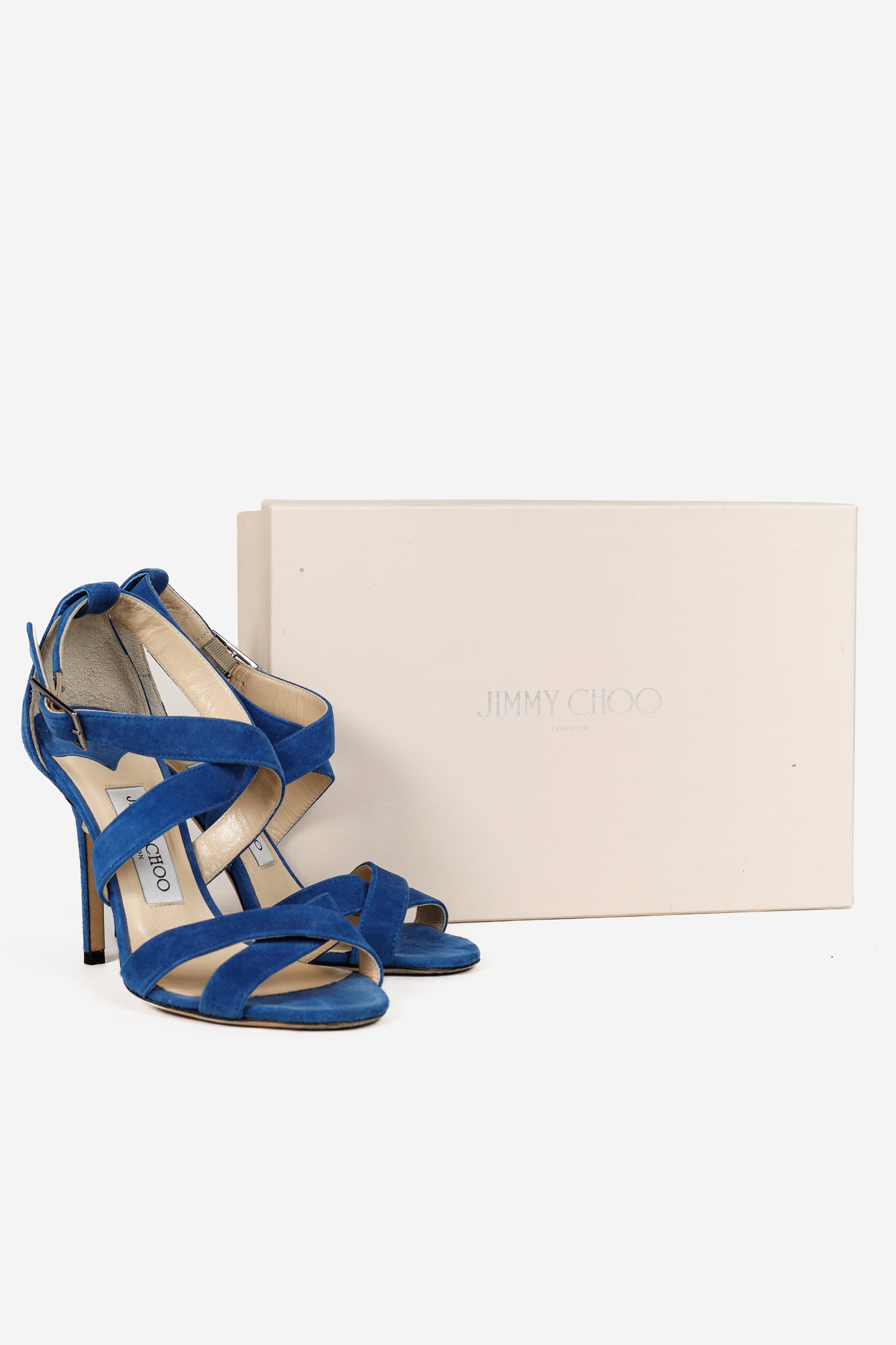 Jimmy Choo Lottie Aegean Suede Strappy Sandals