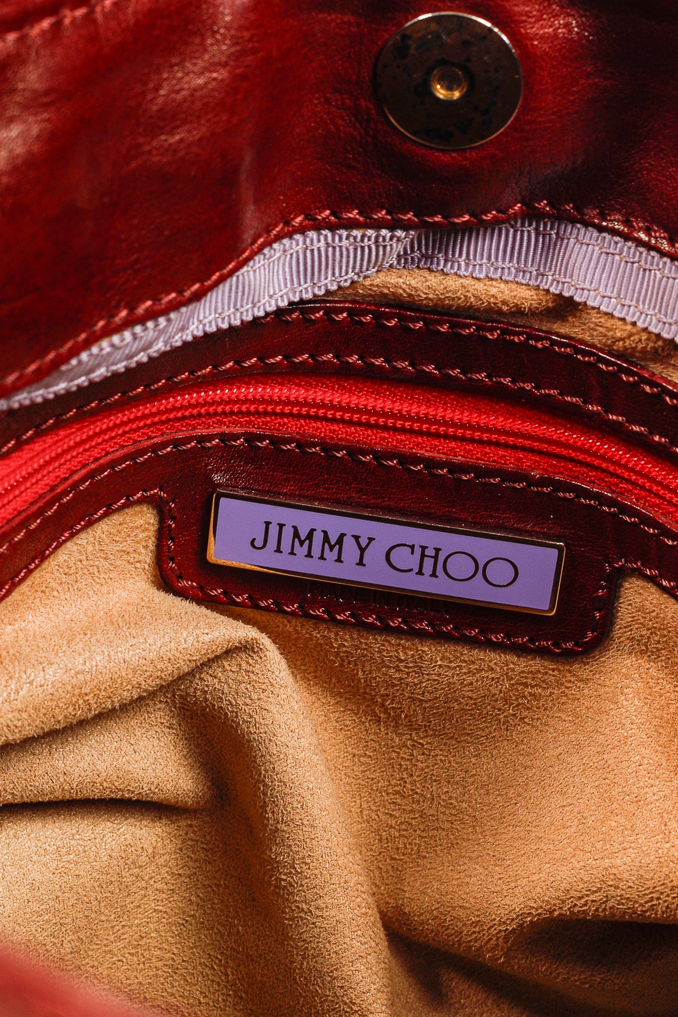 Jimmy Choo Mahala Red Slouchy Leather & Suede Shoulder Bag