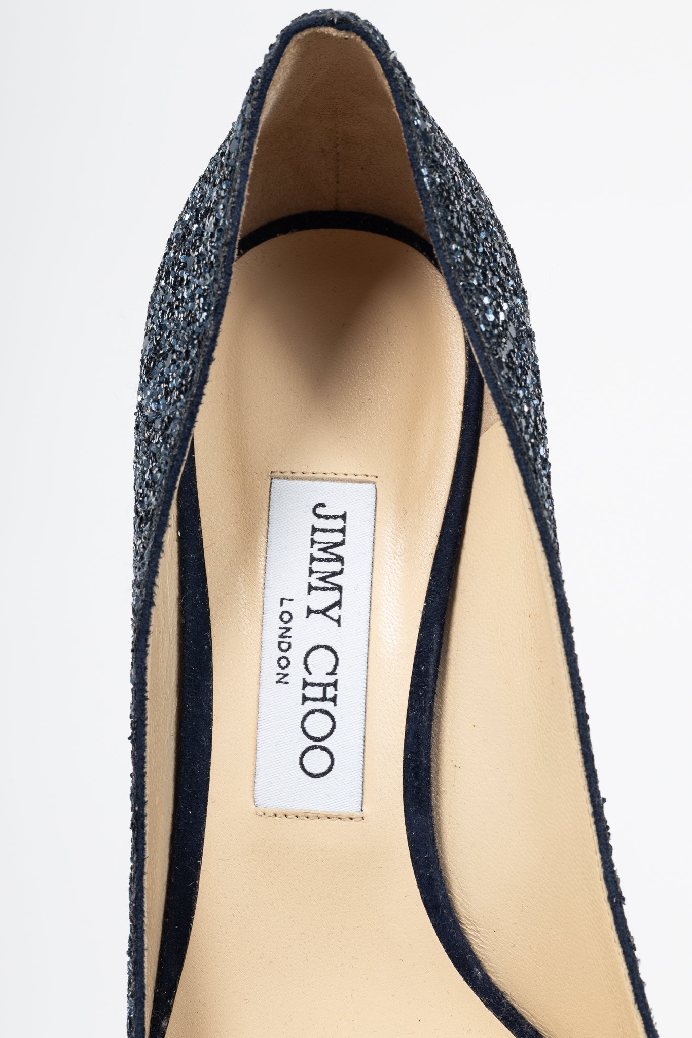 Jimmy Choo Romy 60 Navy Coarse Glitter Pointed-Toe Pumps