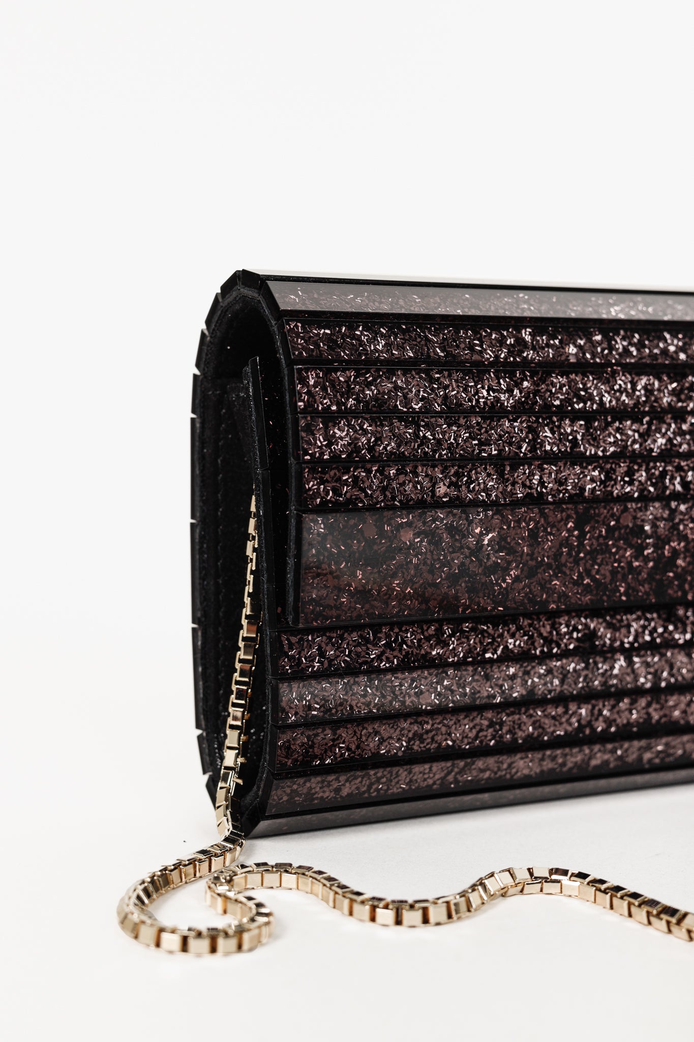 Jimmy Choo Sweetie Glitter Lucite Clutch in Black Champagne