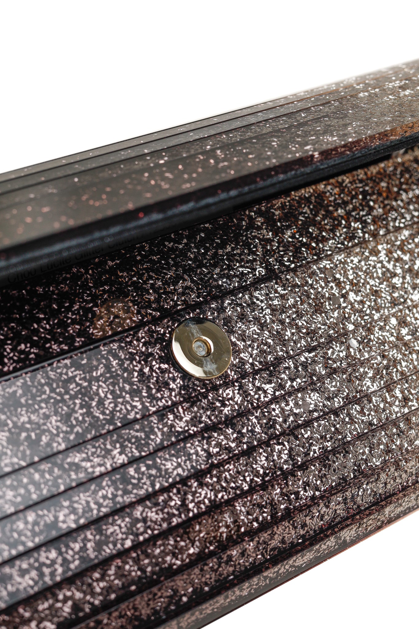 Jimmy Choo Sweetie Glitter Lucite Clutch in Black Champagne
