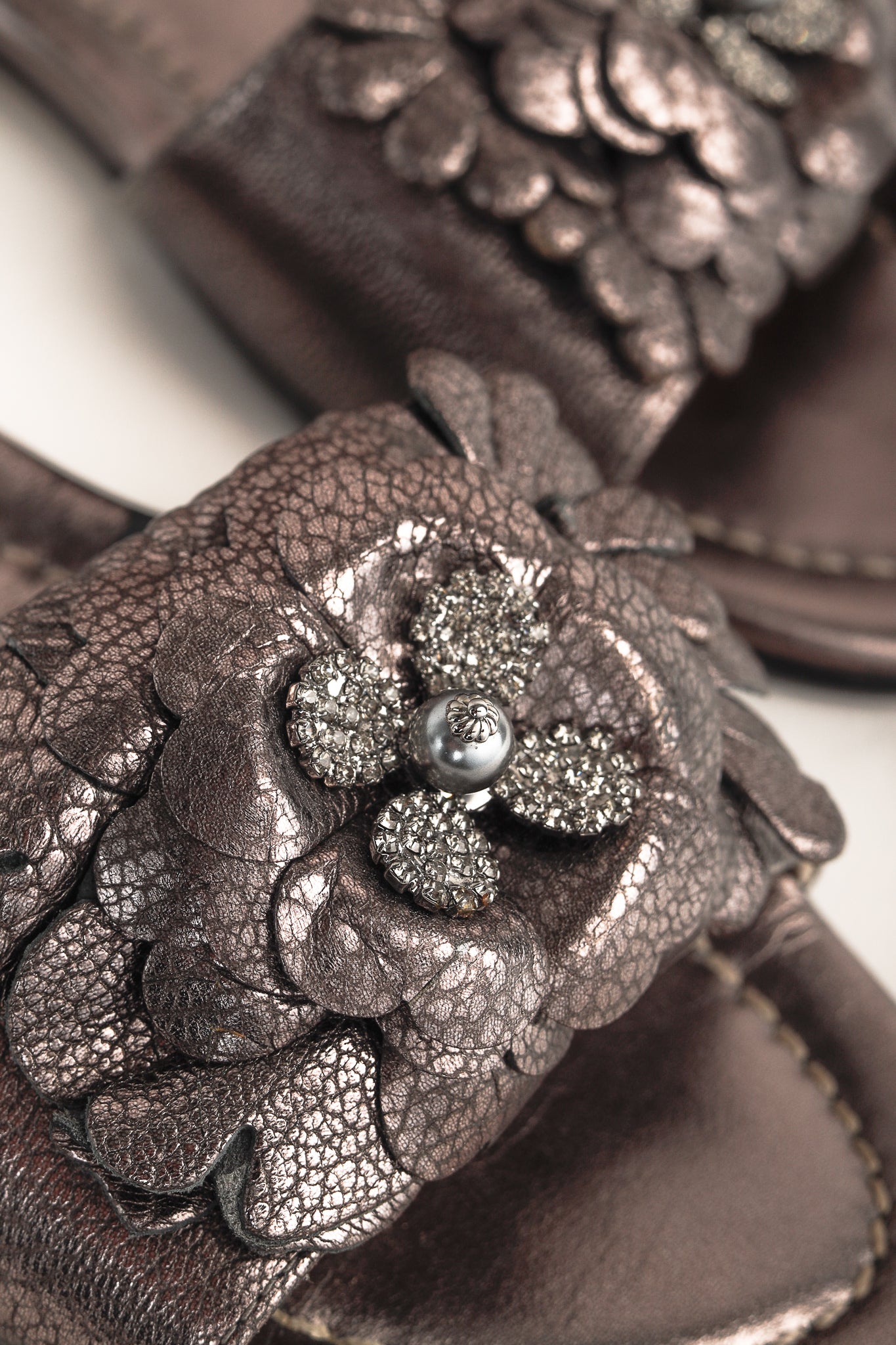 Jimmy Choo Neave Embelllished Floral Light Mocha Leather Sandal