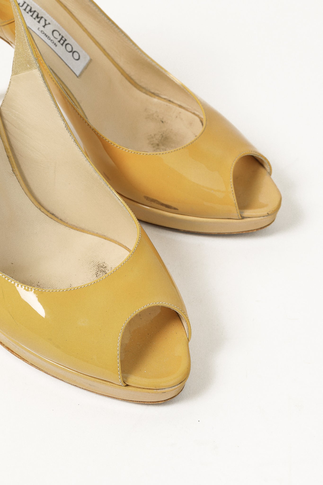 Jimmy Choo Nova Beige Nude Patent Platform Stiletto Heel Peep Toe Slingback Sandal