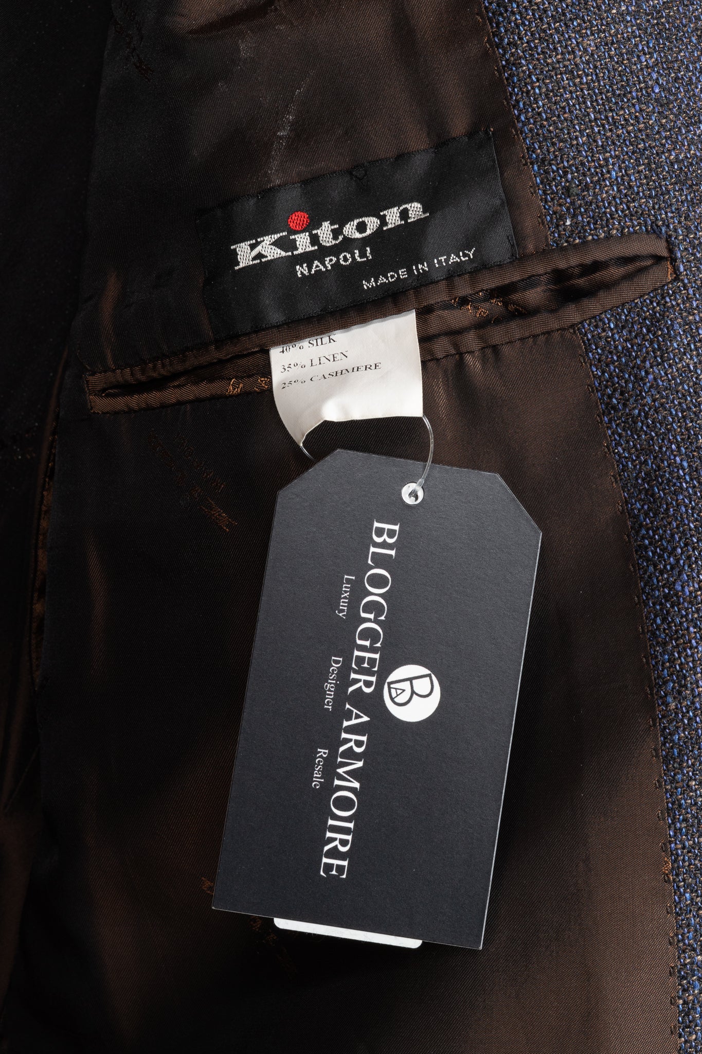 Kiton Indigo Silk. Linen & Cashmere-Blend Blazer