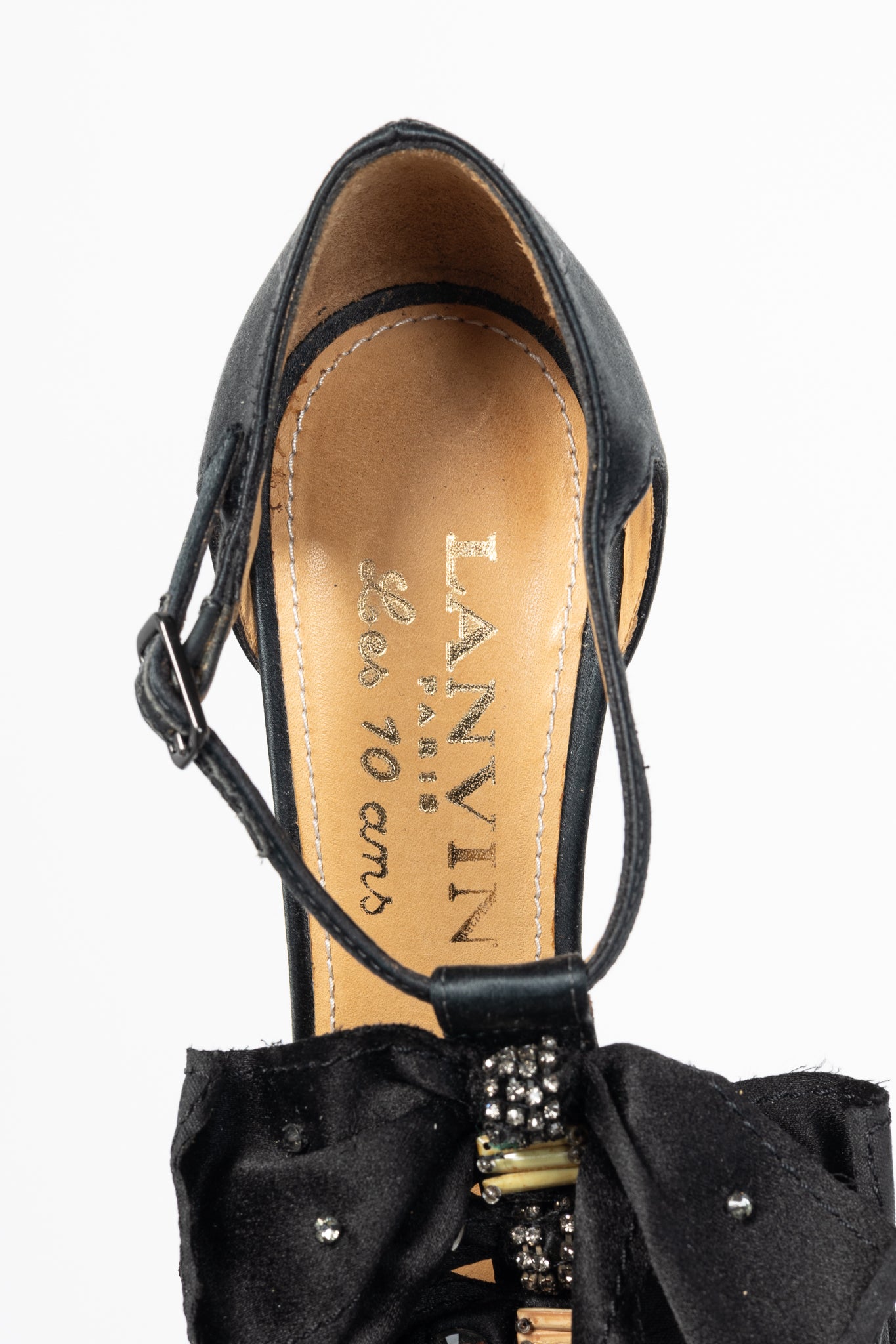 Lanvin AW12 "Les 10 Ans" Black Satin Embellished-Bow Platform Sandals