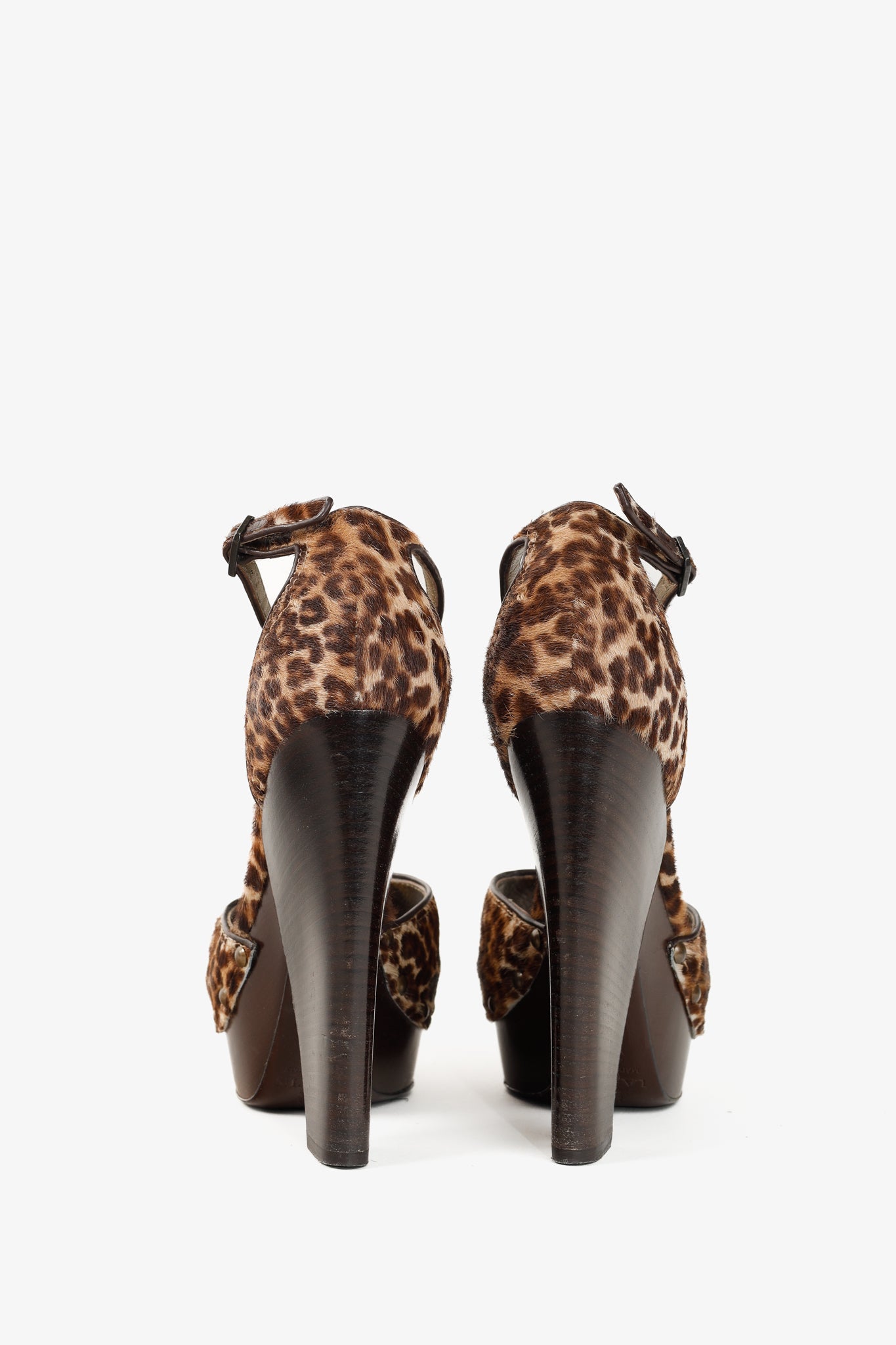 Lanvin AW/13 Brown Leopard Pony Hair Platform Heels