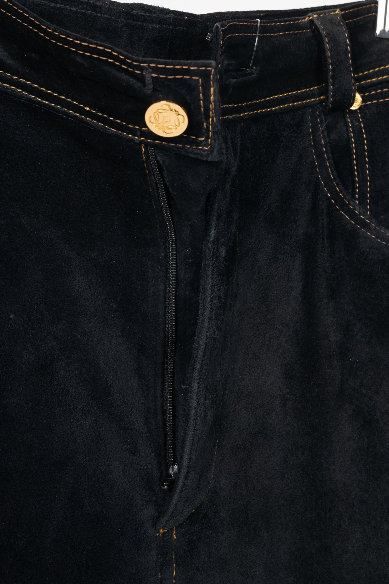 Loewe Black Suede Panelled Slim Pants