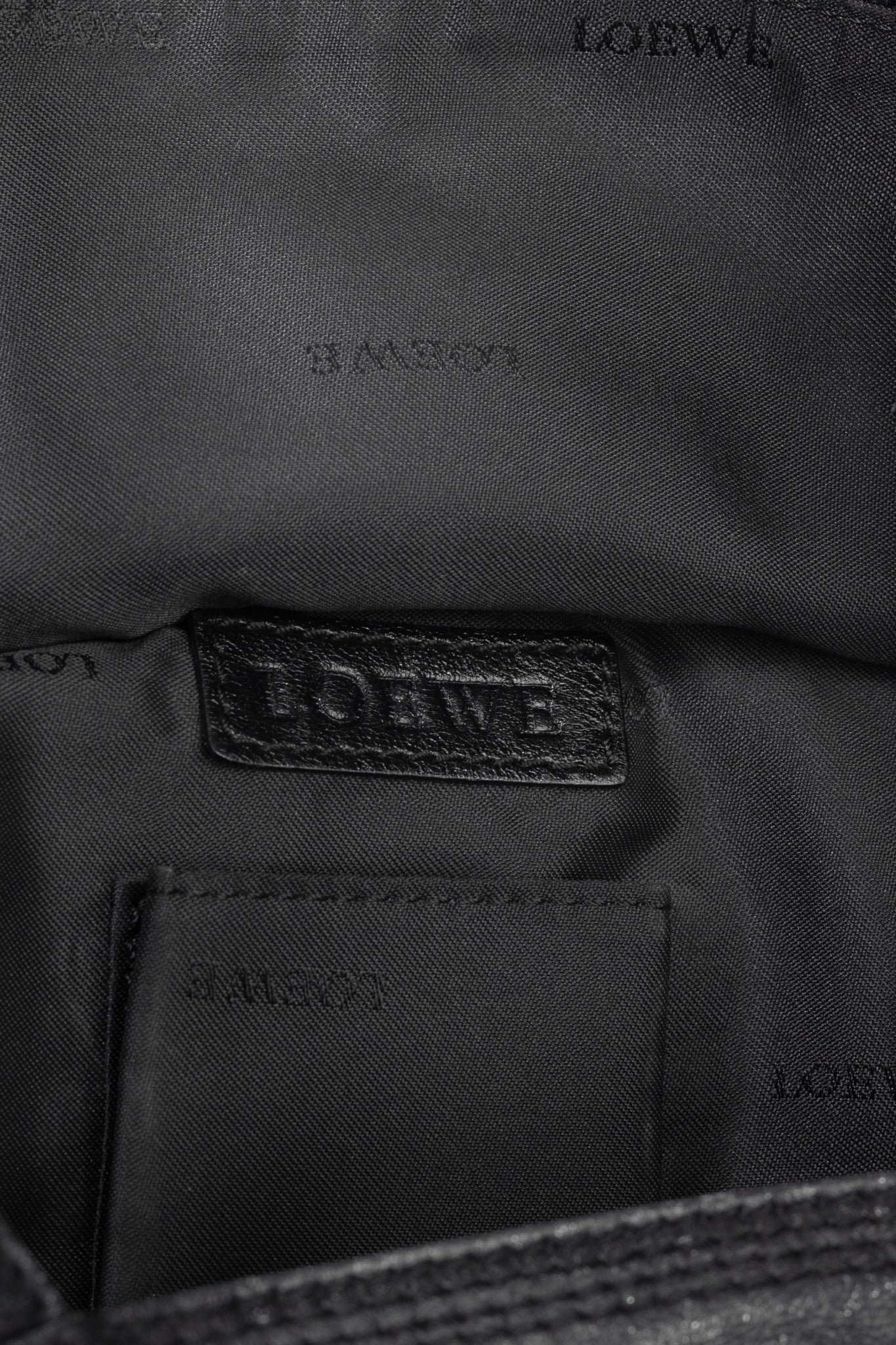 Loewe Nappa Aire Metallic Black Sheep Skin Anagram Handbag