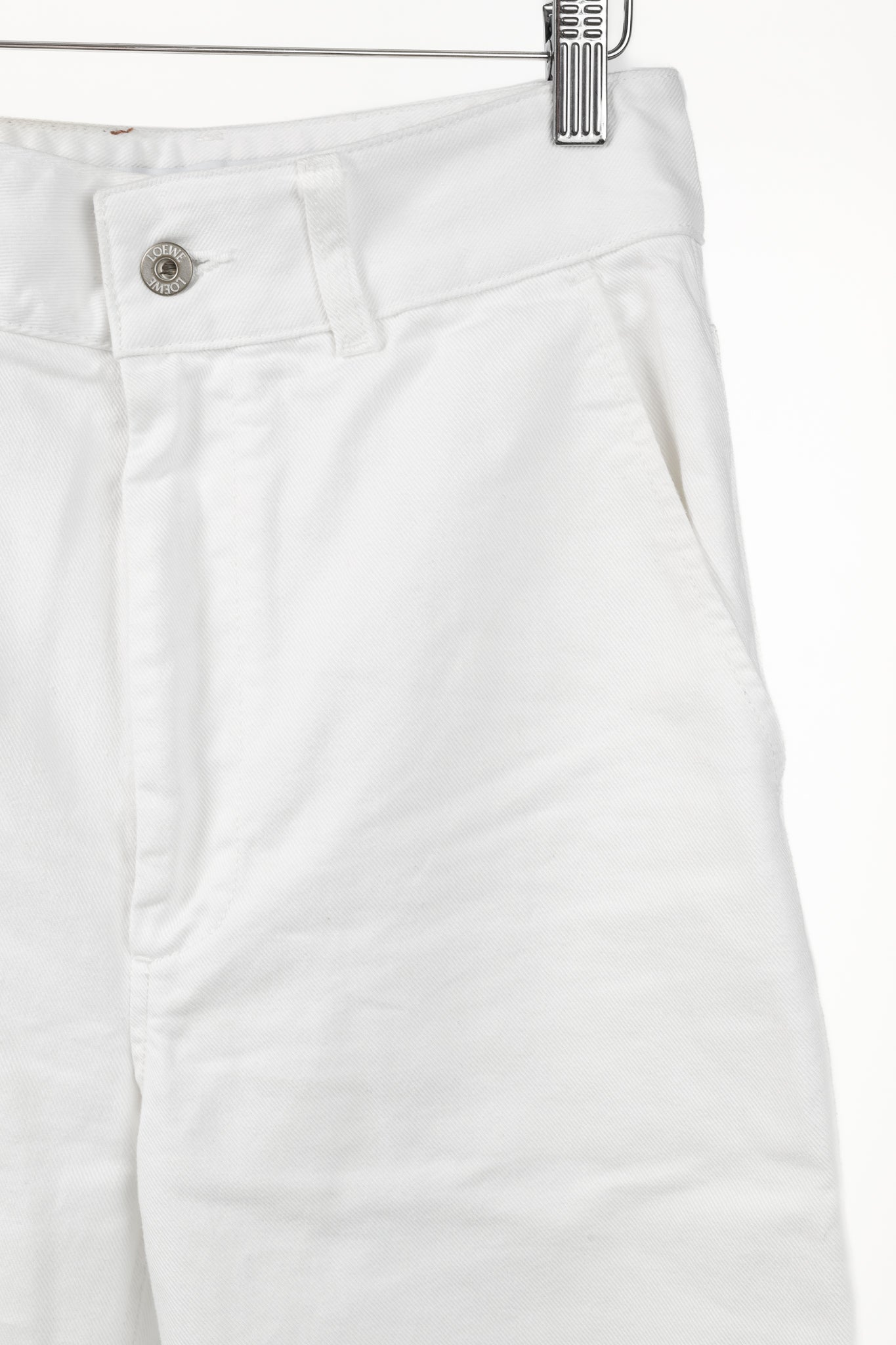 Loewe White Cotton Embroidered Anagram Baggy Jeans