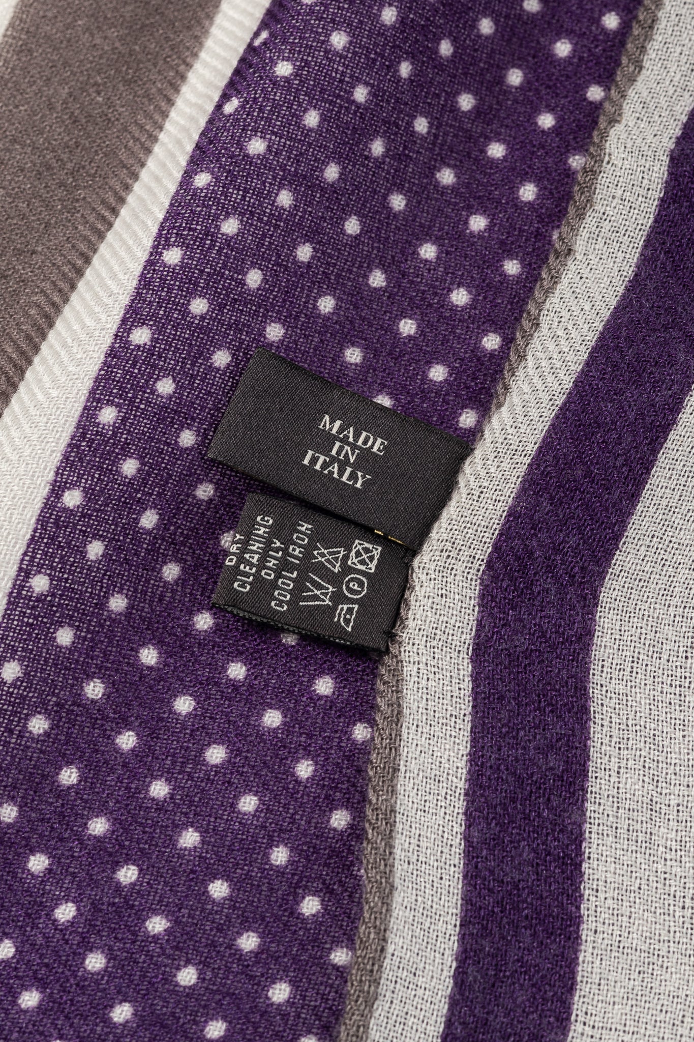 Loro Piana Purple Polka-Dot Cashmere & Silk Bordered Square Scarf