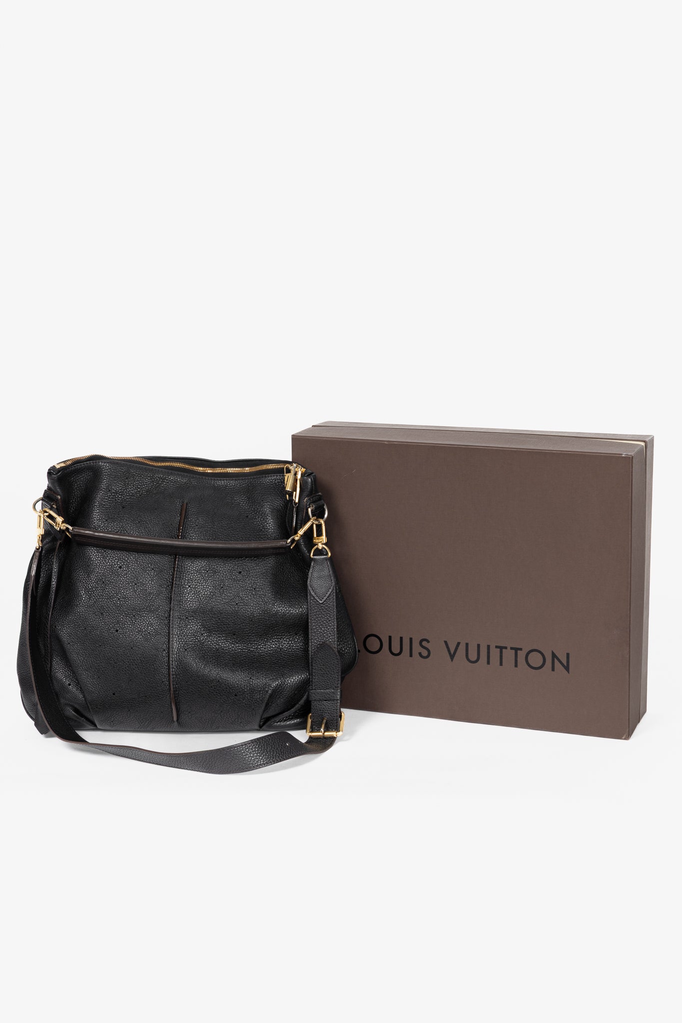 Louis Vuitton Selene MM Black Mahina Leather Hobo