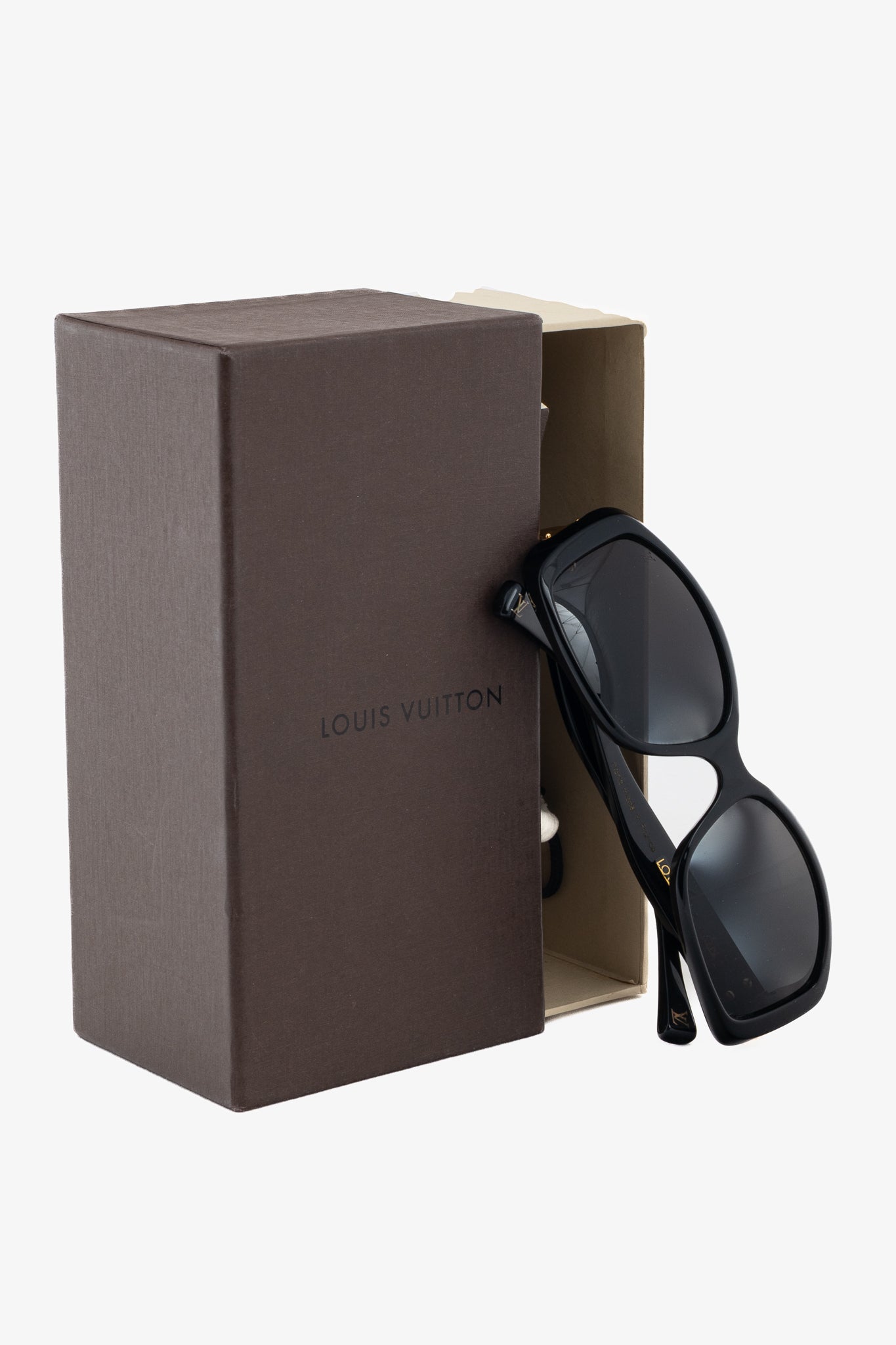 Louis Vuitton Z0005W Black Acetate Gold-Tone-Hinge Rectangular Sunglasses