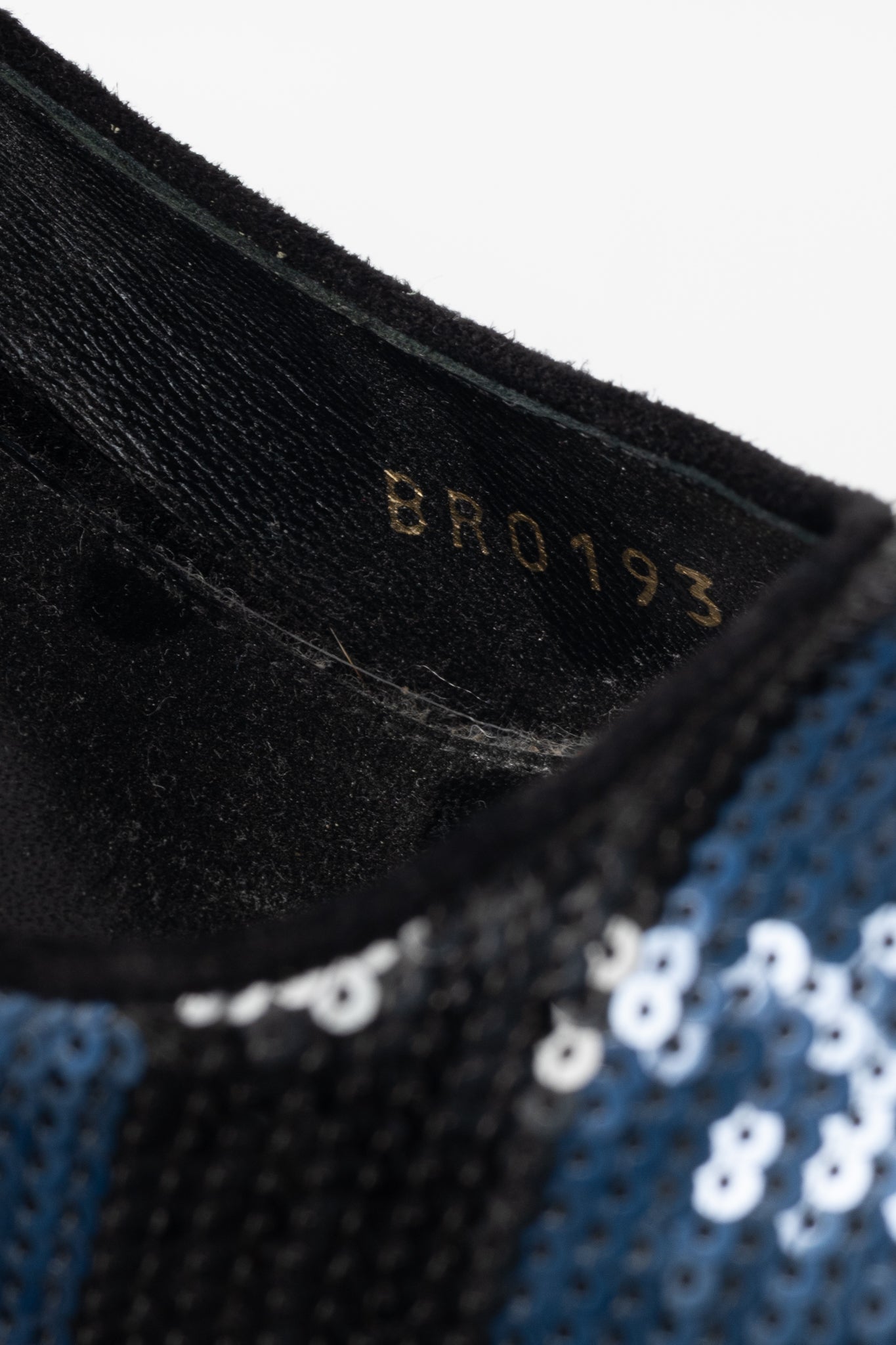 Louis Vuitton Ballroom Blue & Black Stripe-Sequin Bow Open-Toe Pumps