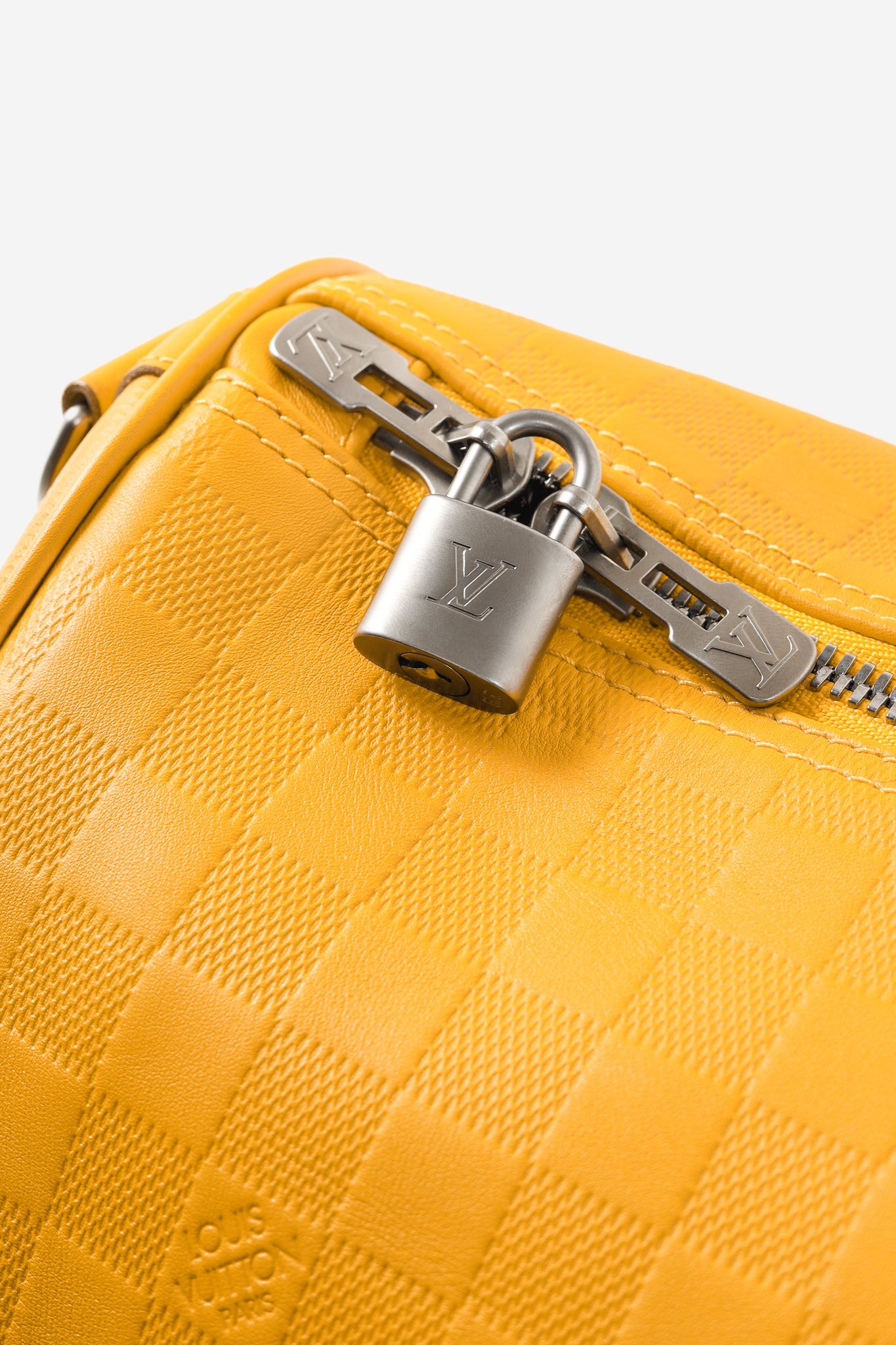 Louis Vuitton Keepall Bandouliere 45 in Damier Infiniti Safran Yellow Leather