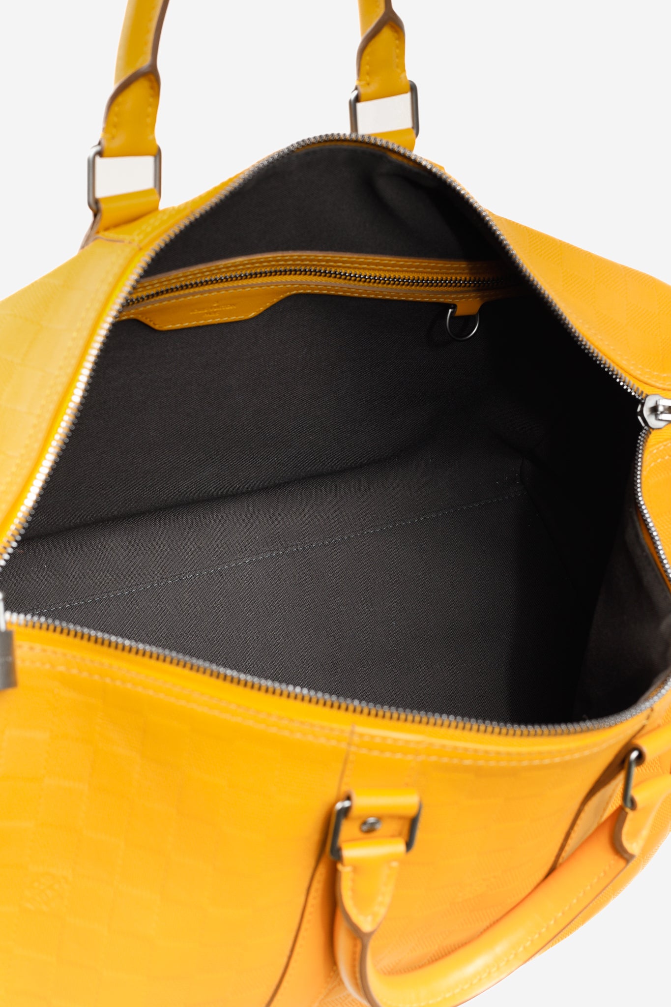 Louis Vuitton Keepall Bandouliere 45 in Damier Infiniti Safran Yellow Leather