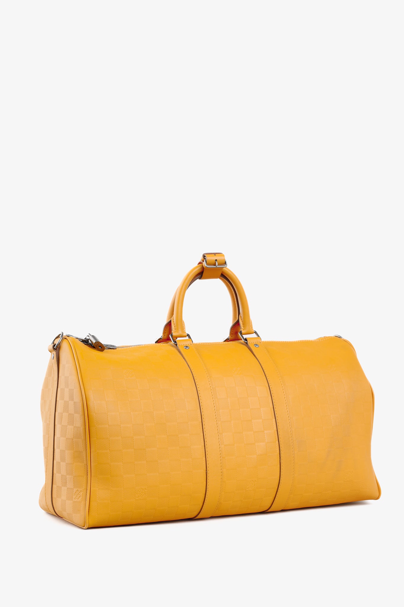 Louis Vuitton Keepall Bandouliere 45 in Damier Infiniti Safran Yellow Leather