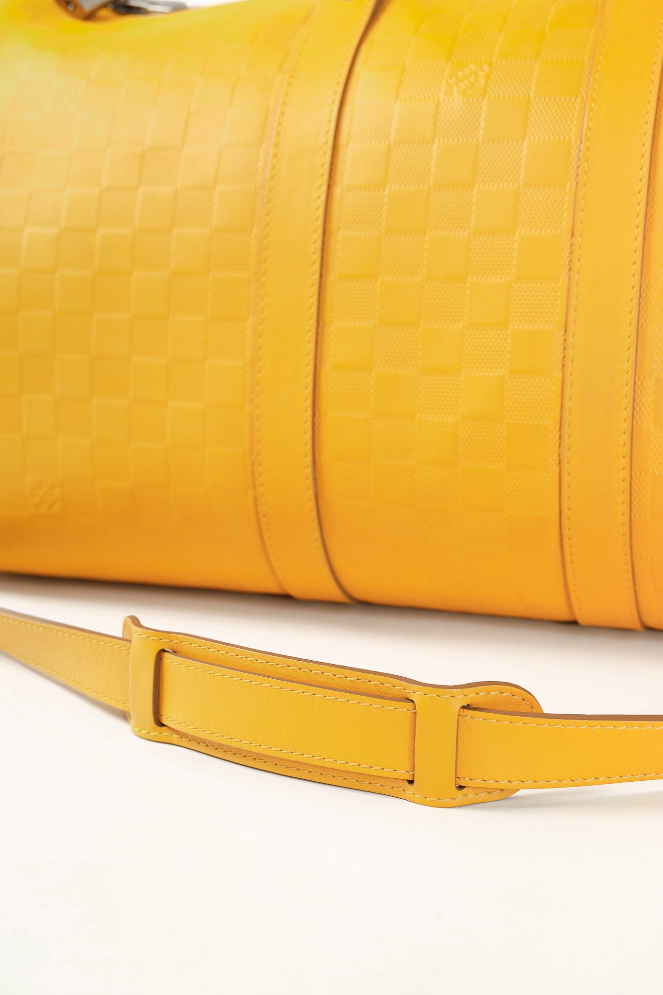 Louis Vuitton Keepall Bandouliere 45 in Damier Infiniti Safran Yellow Leather