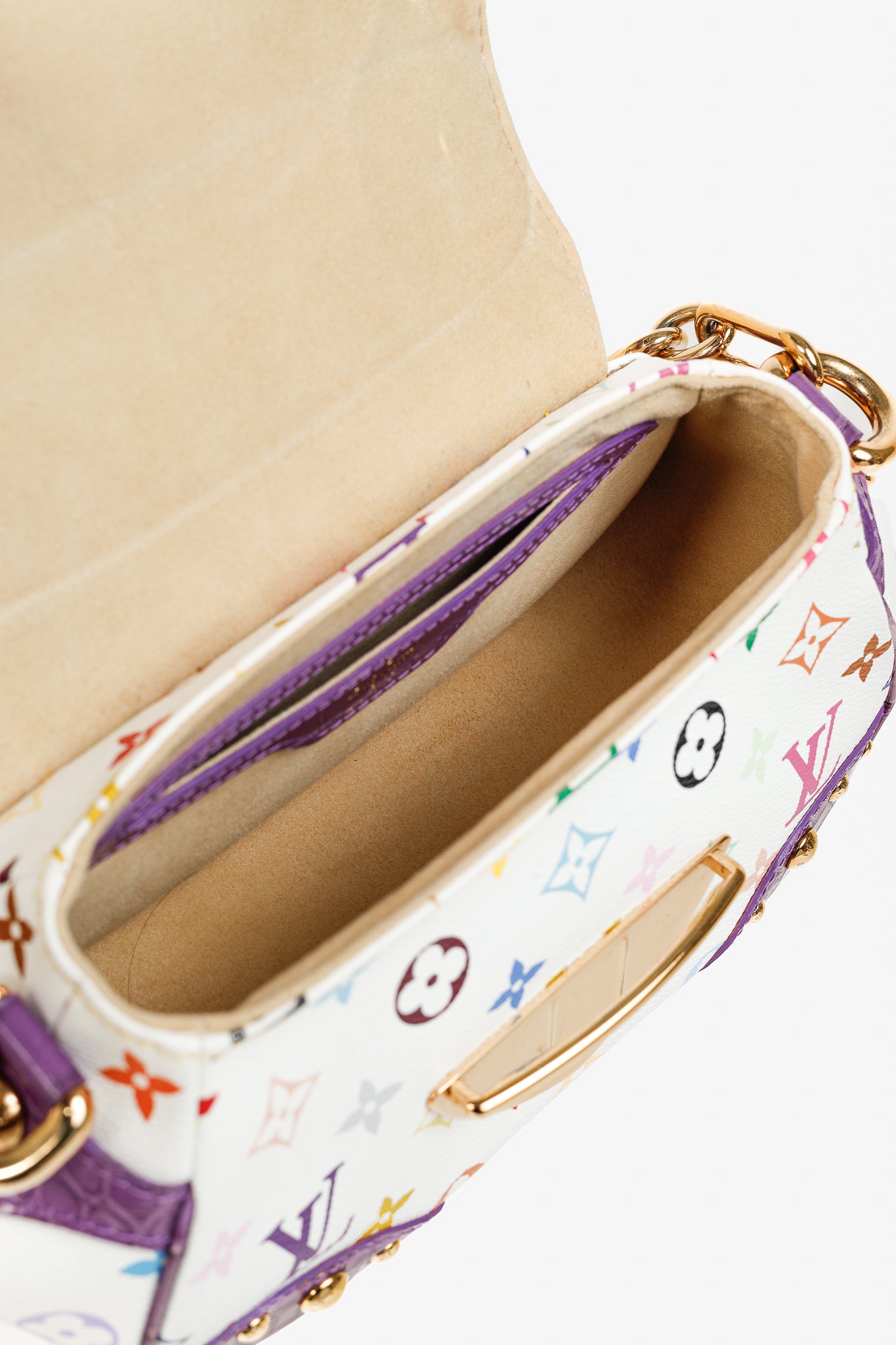Louis Vuitton x Takashi Murakami Marilyn White Multicolore Purple Crocodile Bag